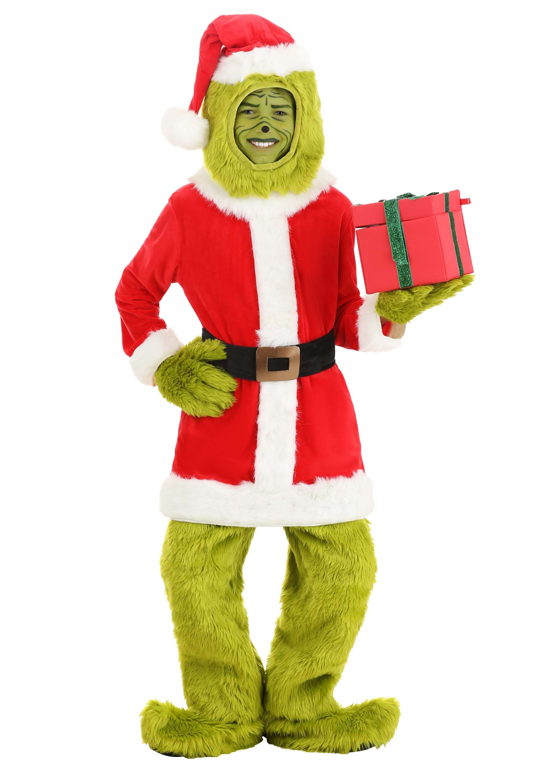 Photos - Fancy Dress SanTa FUN Costumes The Grinch  Open Face Boys Costume Green/Red/Whi 
