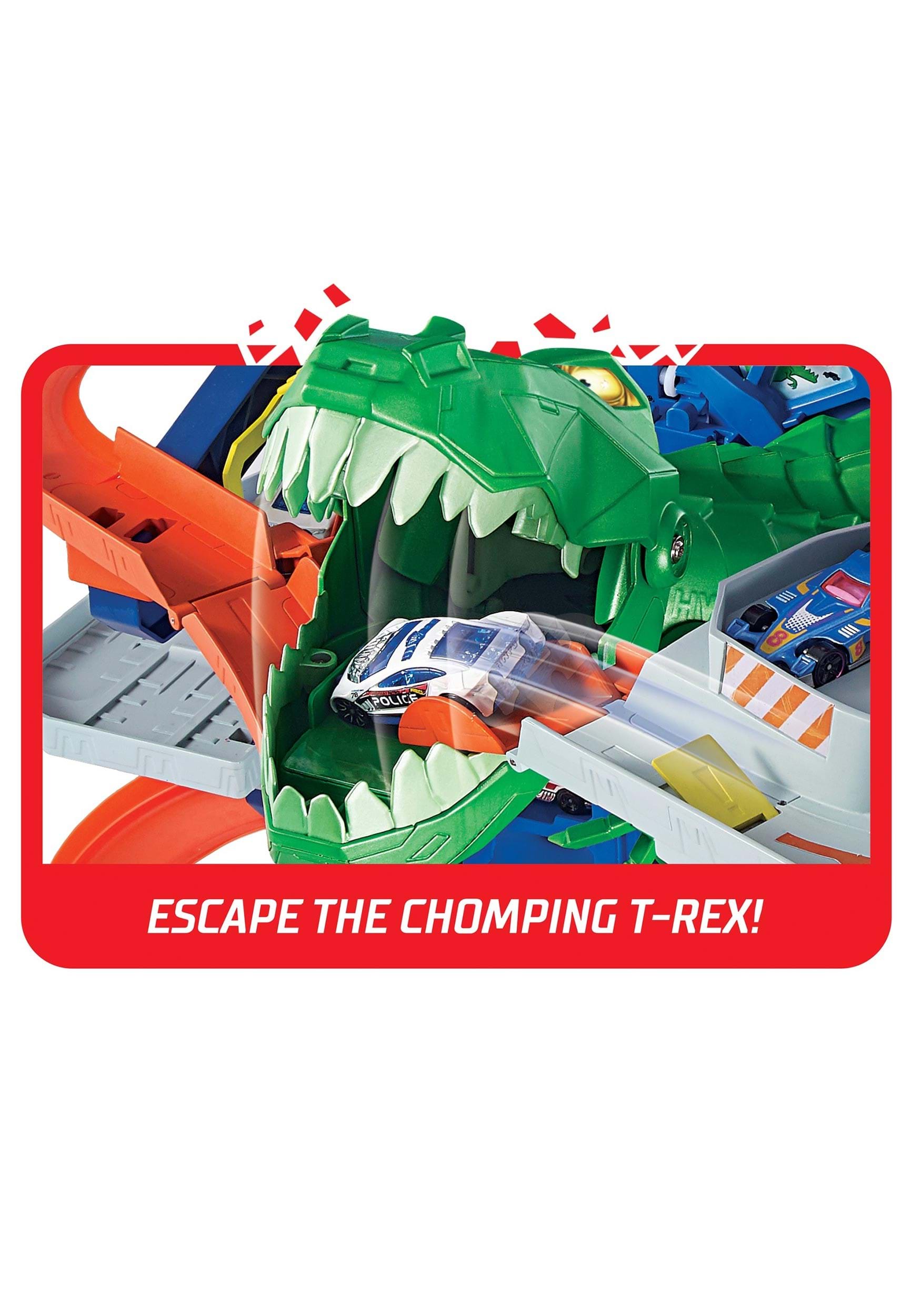 Hot Wheels City Ultimate Garage Escape Chomping T Rex Chasing You