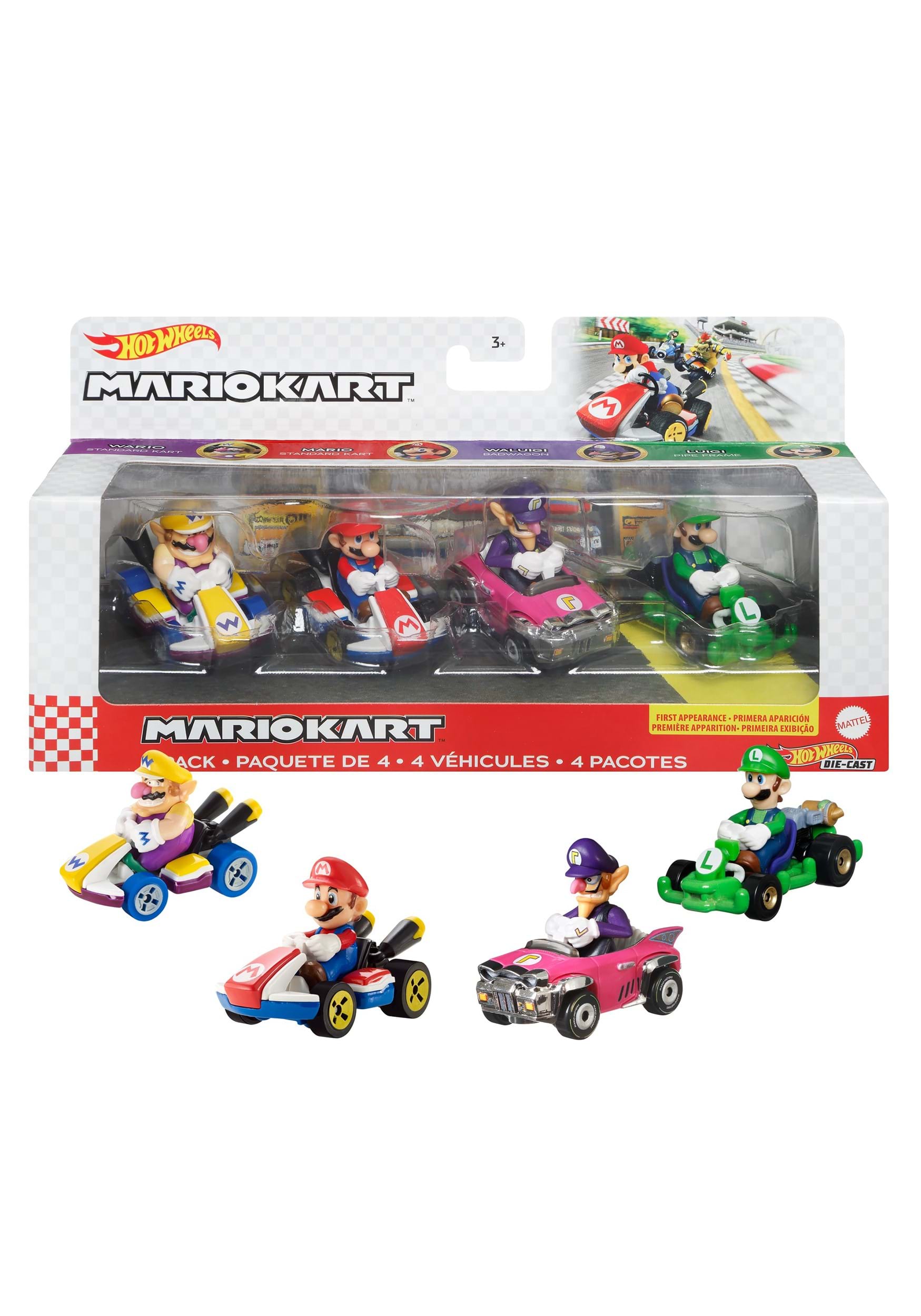 4 Pack Hot Wheels Mario Kart Die Cast Set 1