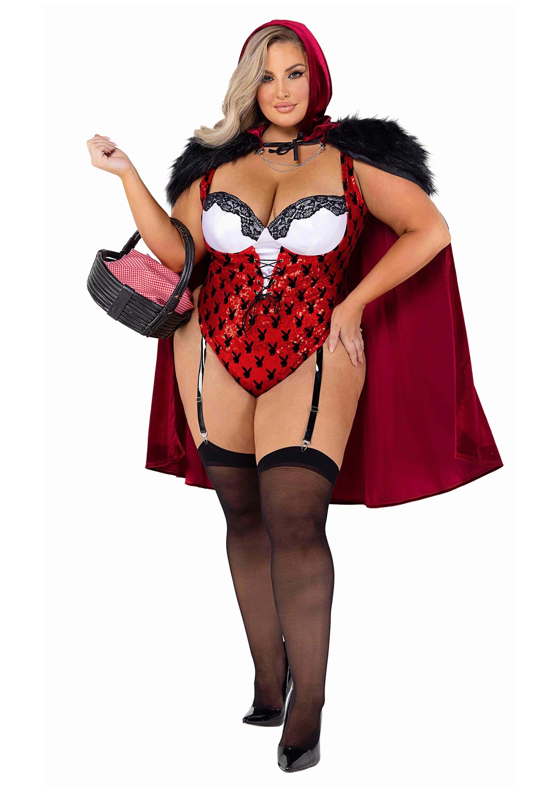Plus Size Womens Playboy Red Riding Hood Costume