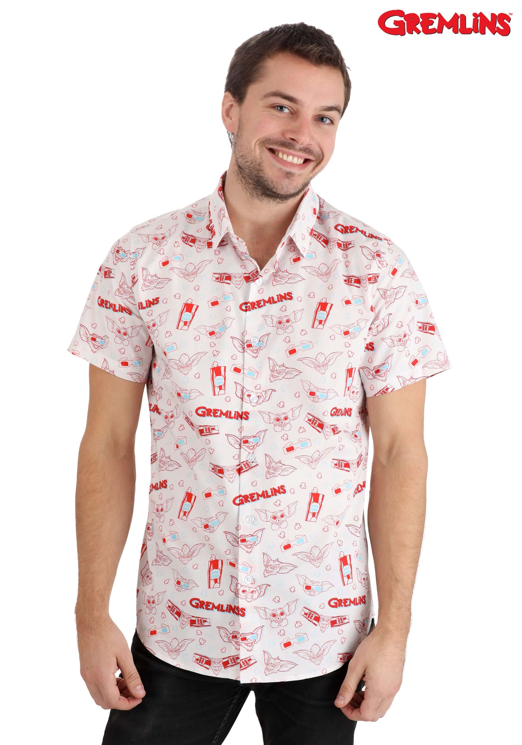 Going To The Movies Gremlins Adult Button Up Shirt