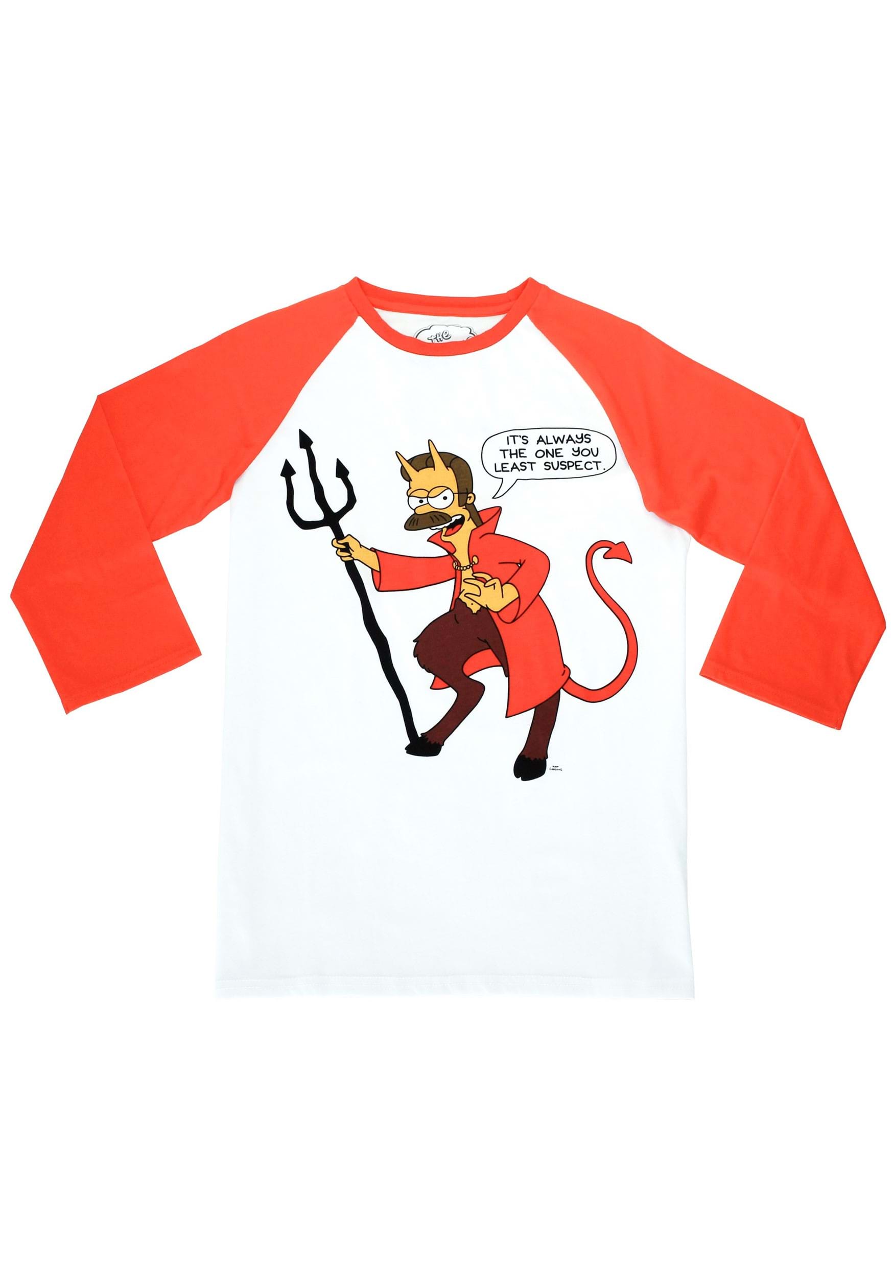 Cakeworthy Ned Flanders Devil Raglan Unisex T-Shirt