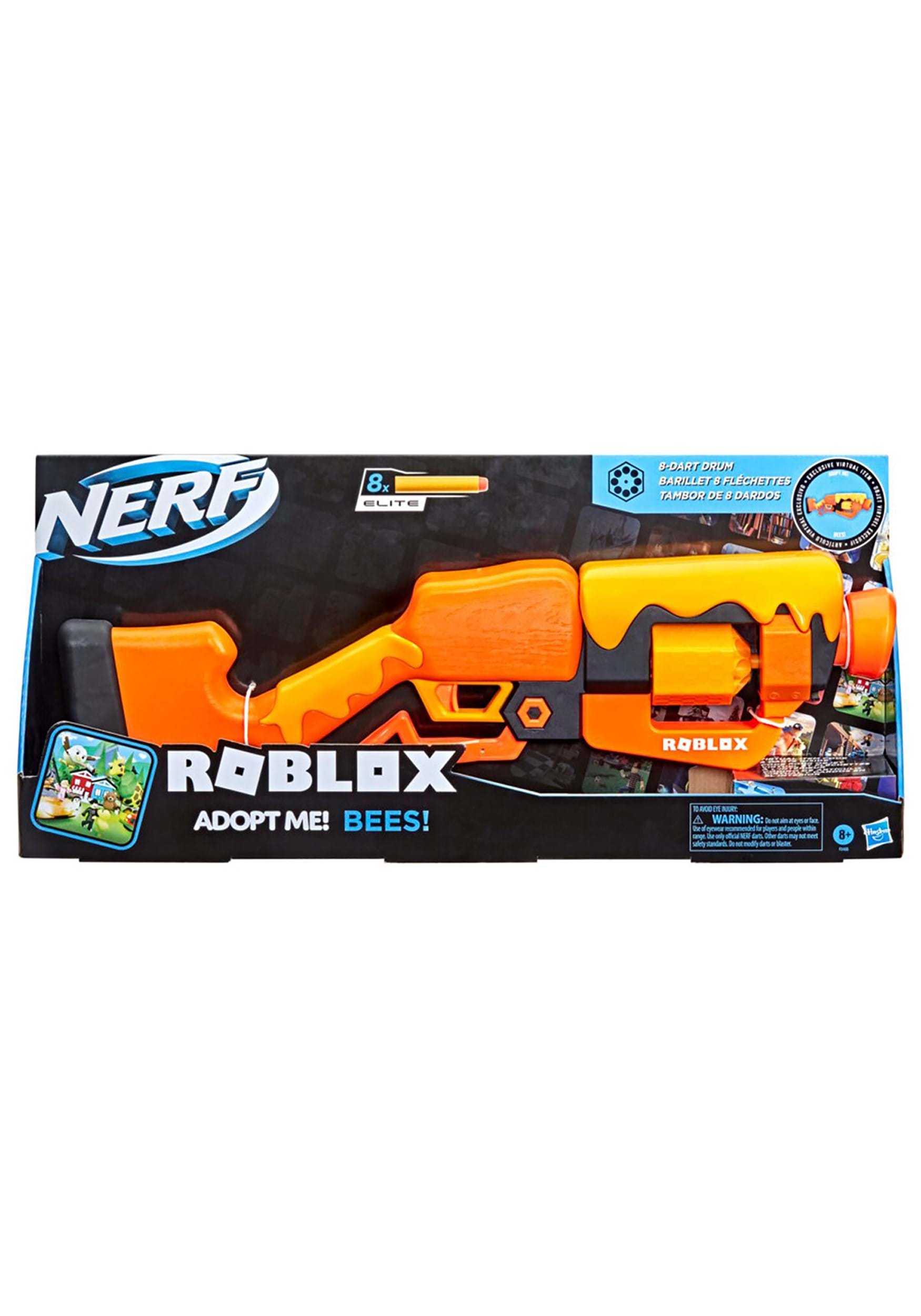 NERF Roblox Adopt Me!: BEES! 8 Dart Drum Blaster Gun with Virtual