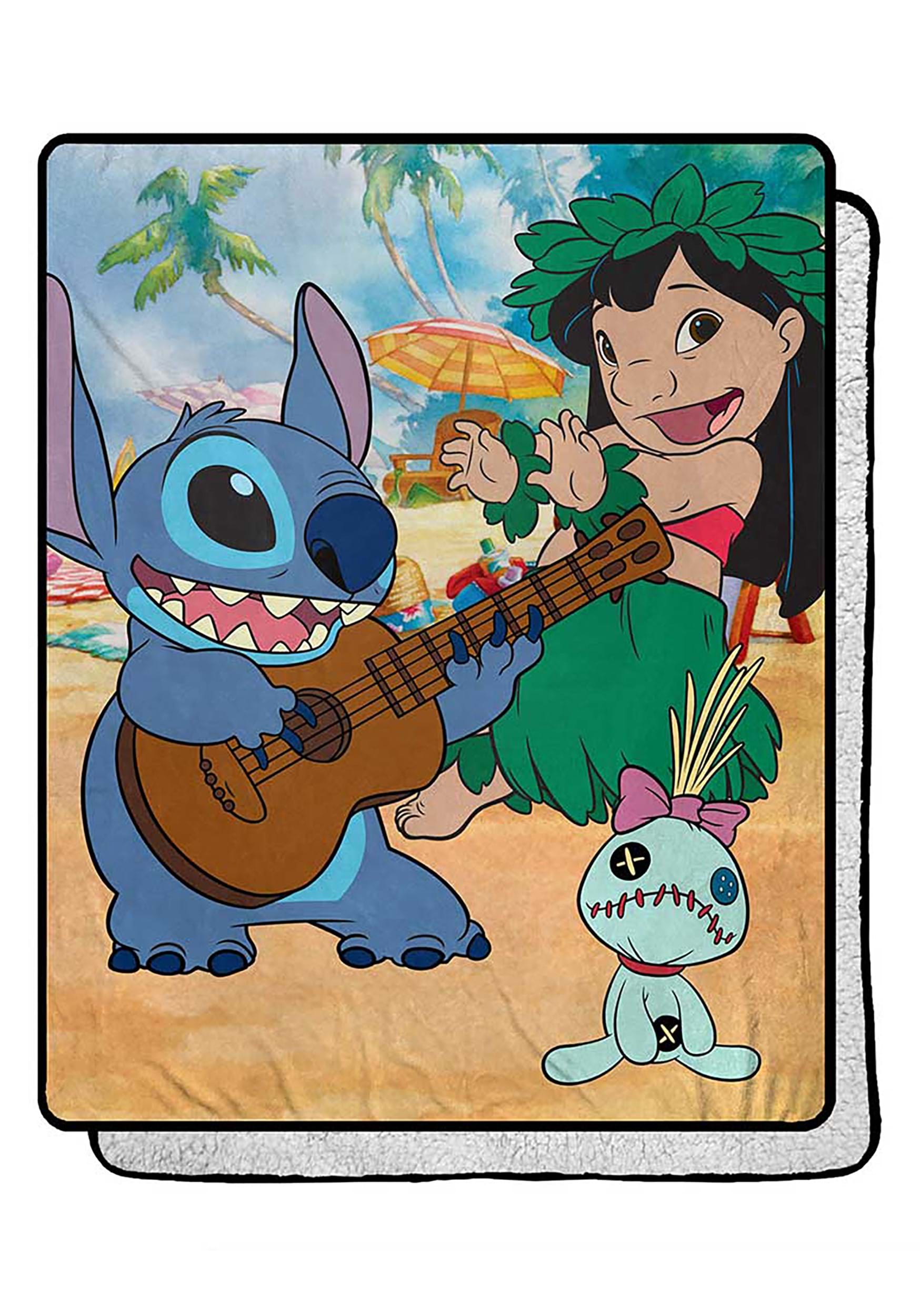 40"x50" Disney Lilo & Stitch Tropical Hula Sherpa Blanket
