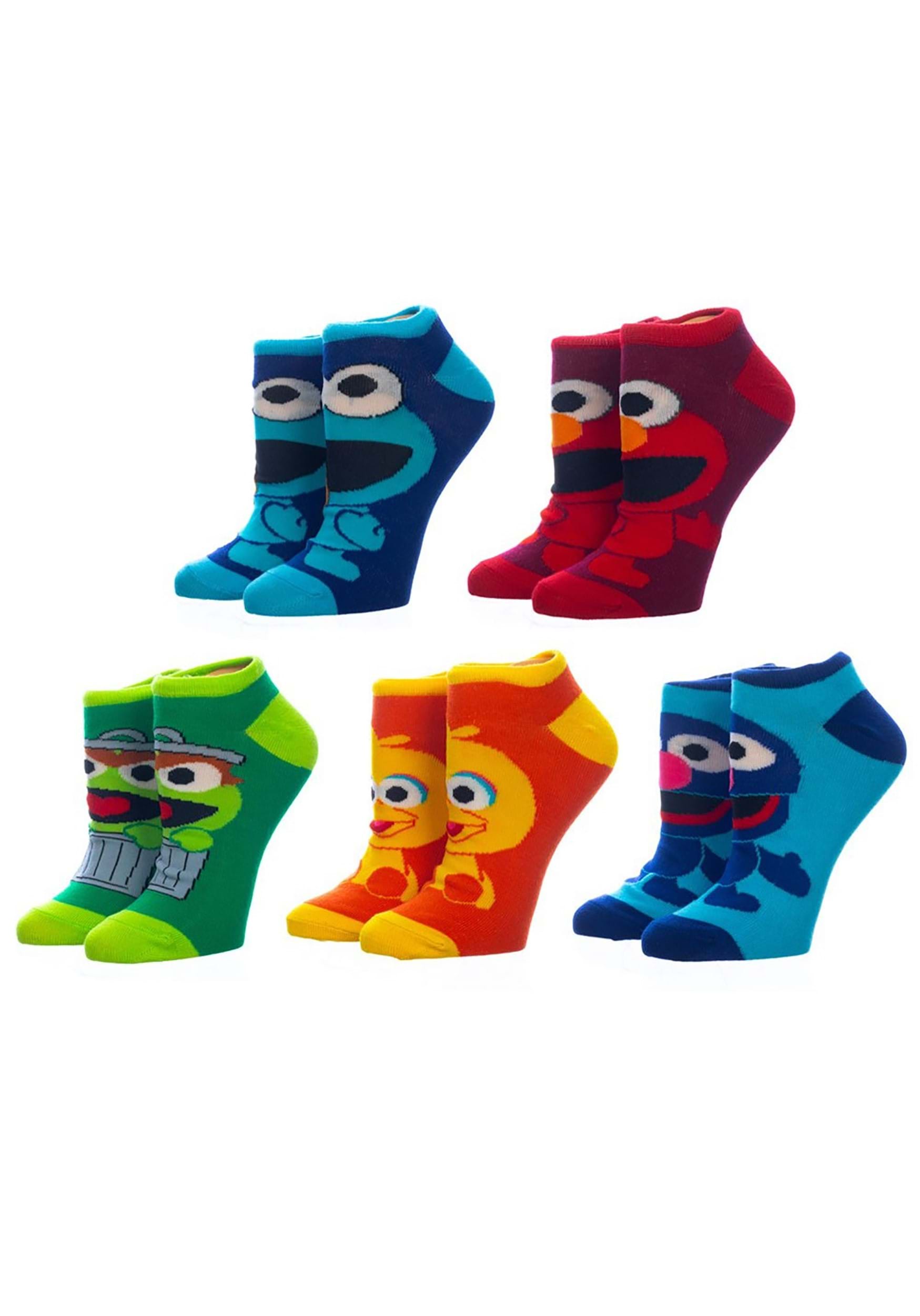 5 Pair Pack Ankle Socks Sesame Street Chibi Character