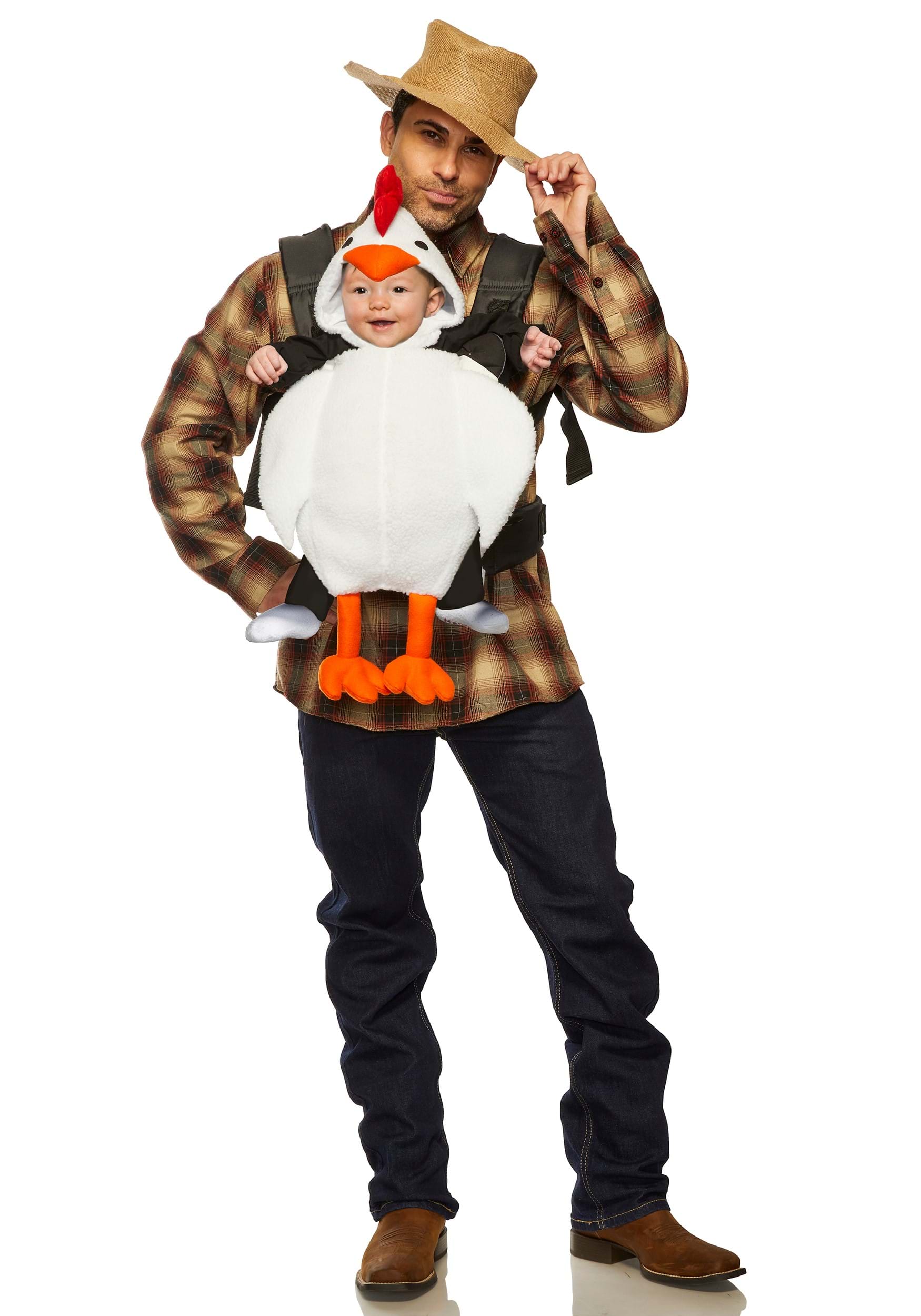 Adult Farmer & Baby Chicken Carrier Costume