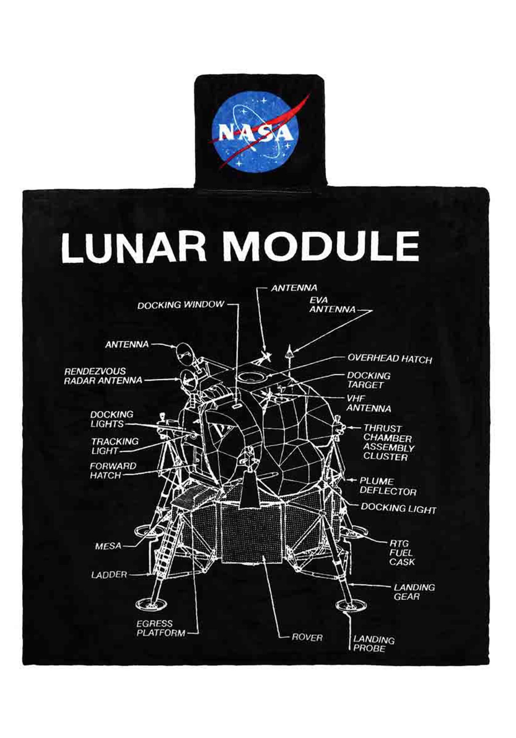 NASA Digital Fleece Pocket Throw Blanket of the Lunar Module