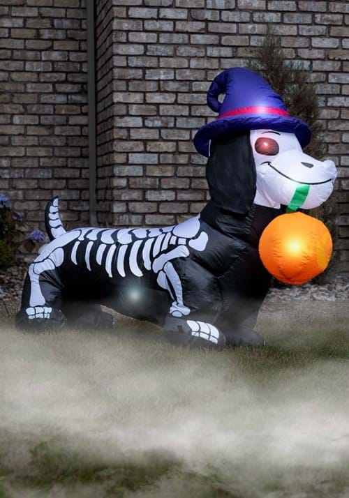 Inflatable 5 Ft Wiener Dog Skeleton Decoration-0