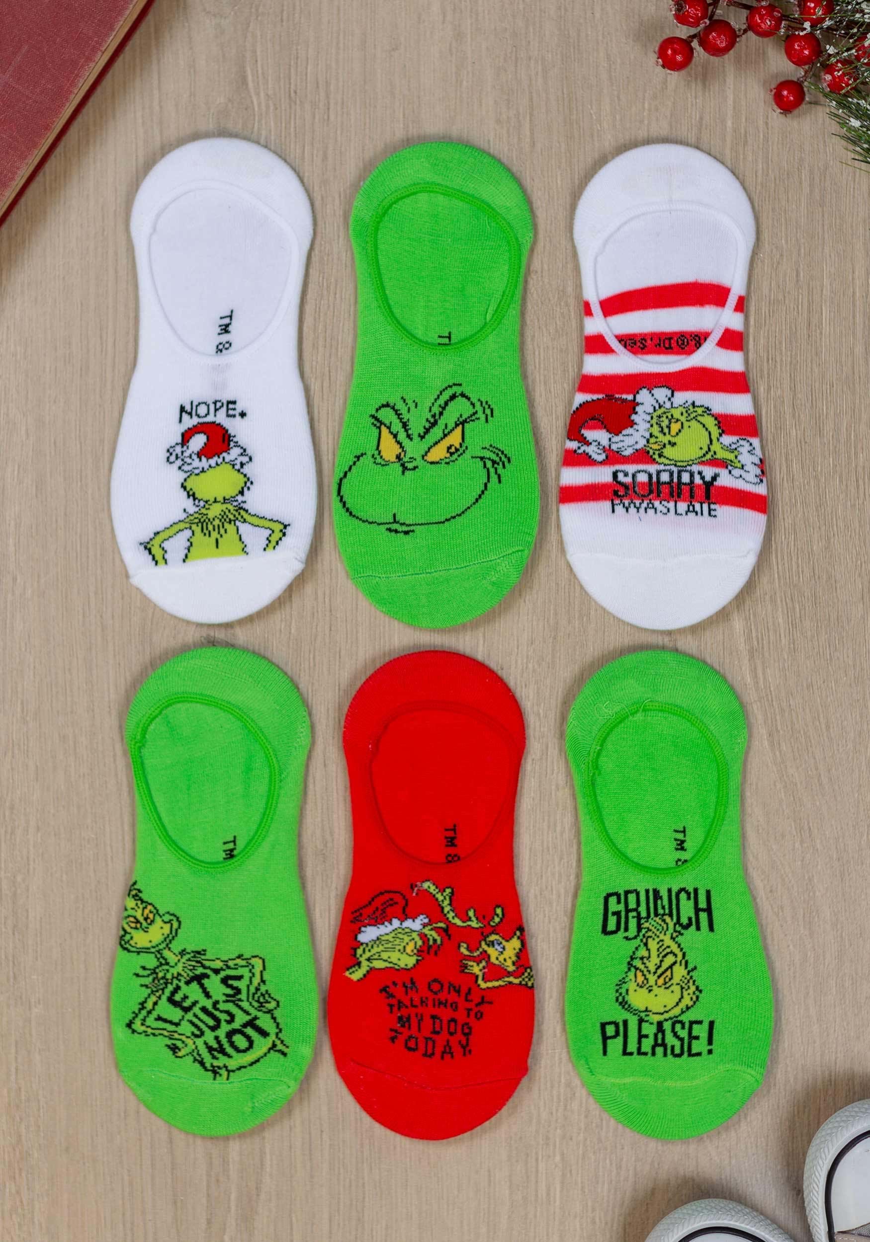 6-Pack Dr. Seuss Grinch No-Show Socks