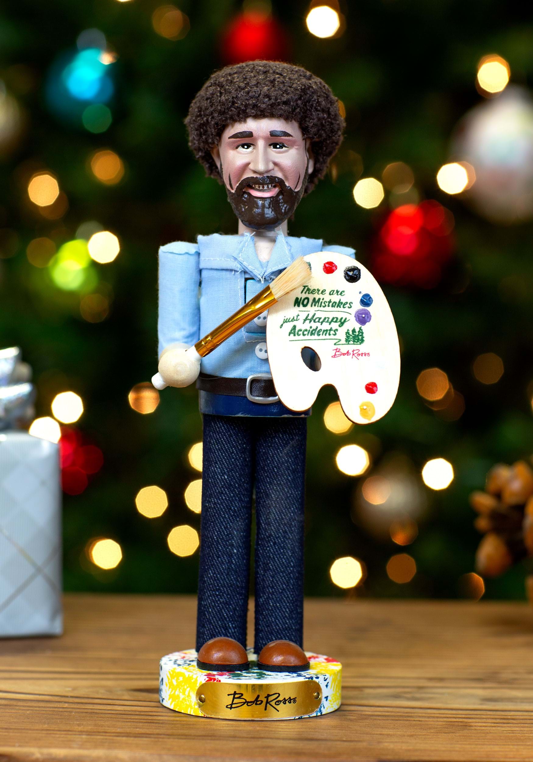 10 Inch Bob Ross with Palette Nutcracker | Television Christmas Decorations