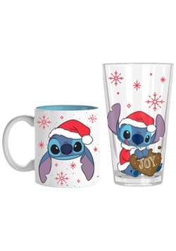Lilo & Stitch Santa Hat Snowflakes Coffee Mug and Pint Glass