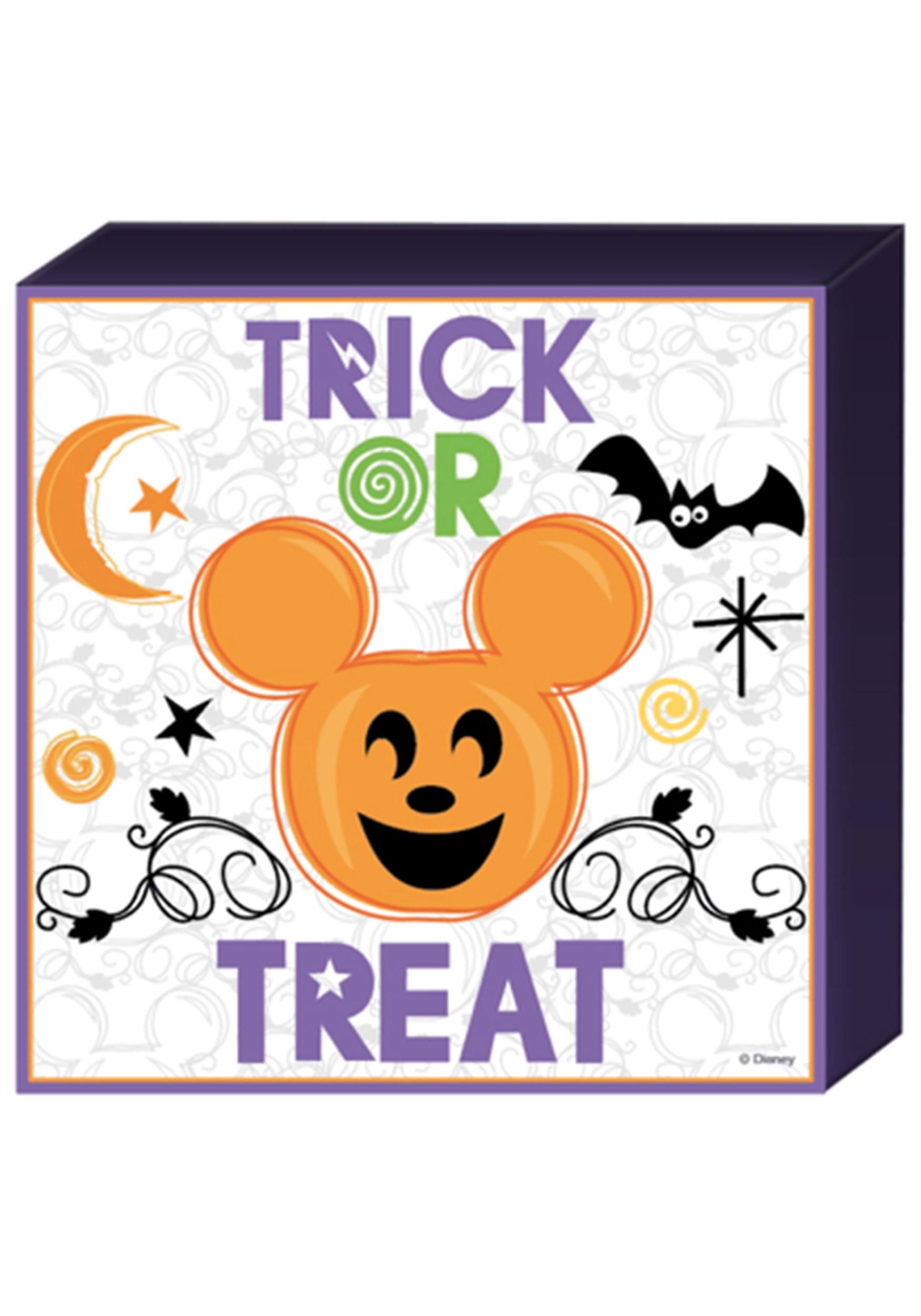 Disney Halloween Mickey Pumpkin Trick Or Treat Wooden Box Sign Decoration