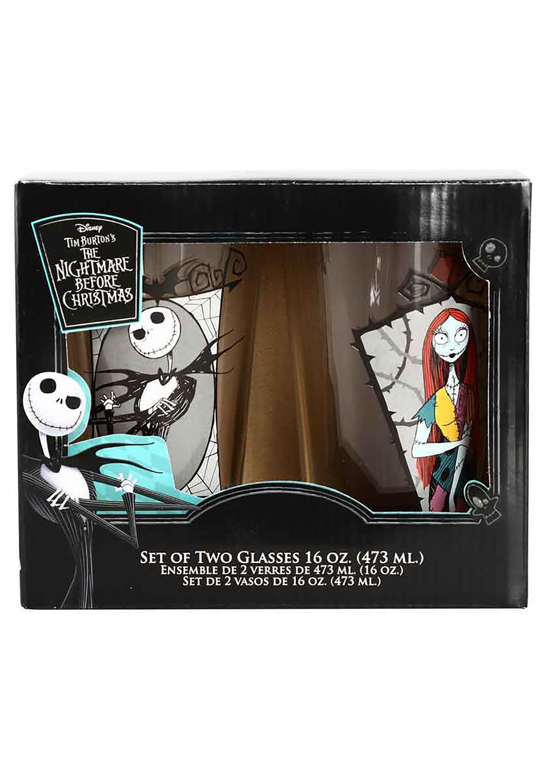 The Nightmare Before Christmas Jack & Sally 16 Oz 2 Piece Glass Set