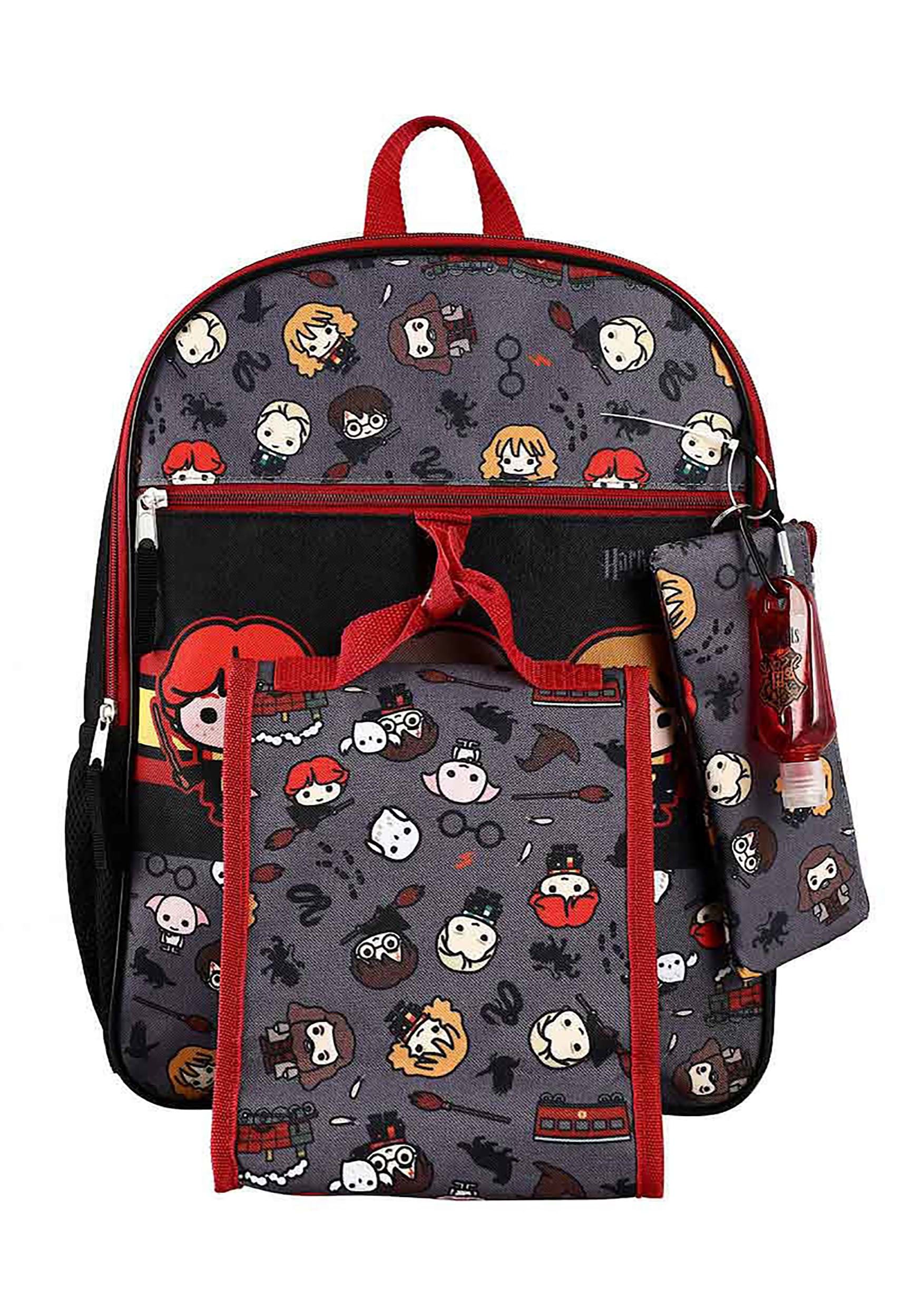 Pokemon 5-Piece Set: 16 Backpack, Padded Utility Case, Small Utility Case,  Rubber Keychain, and Carabiner