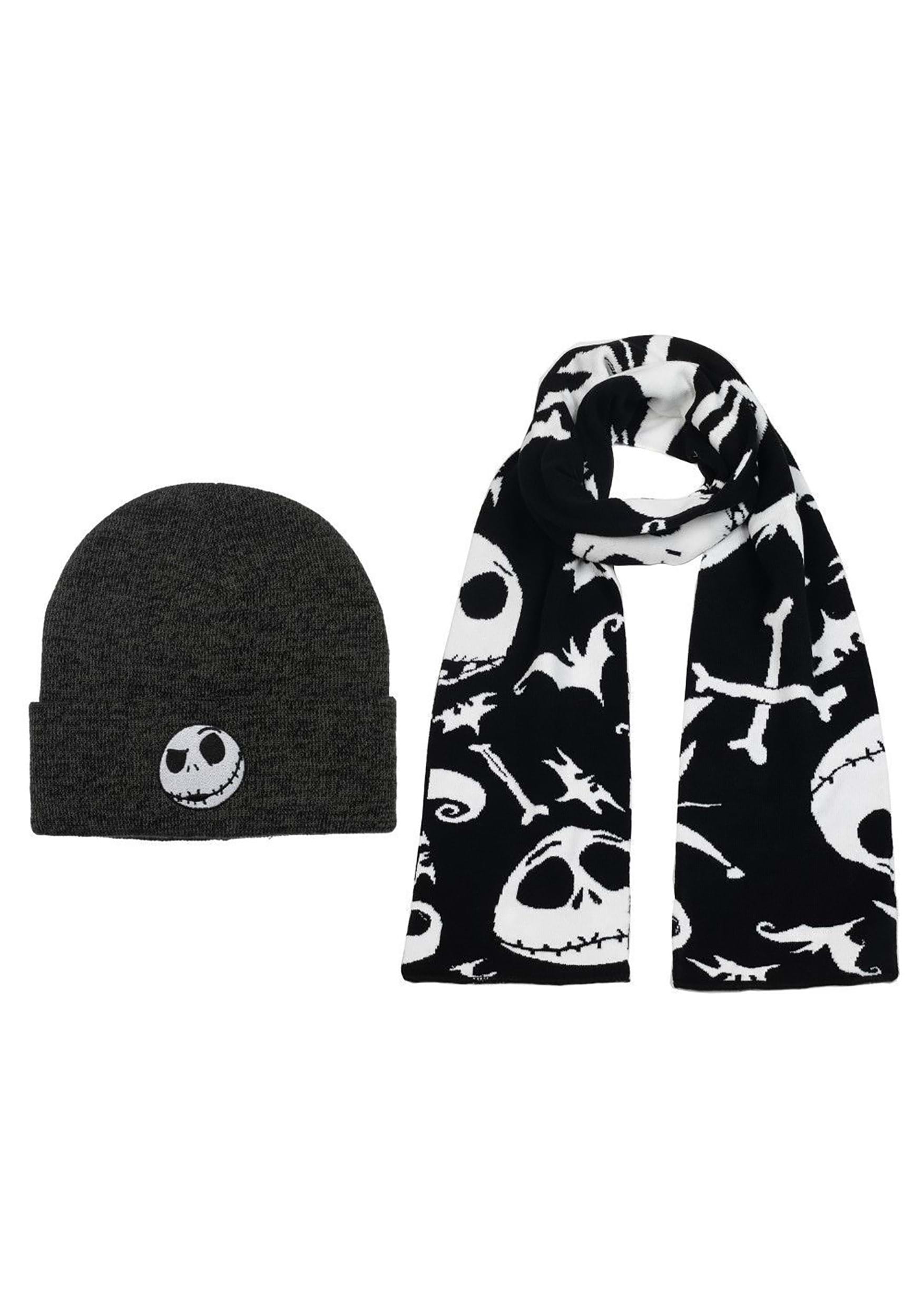 Nightmare Before Christmas Jack Skellington Beanie and Scarf Combo