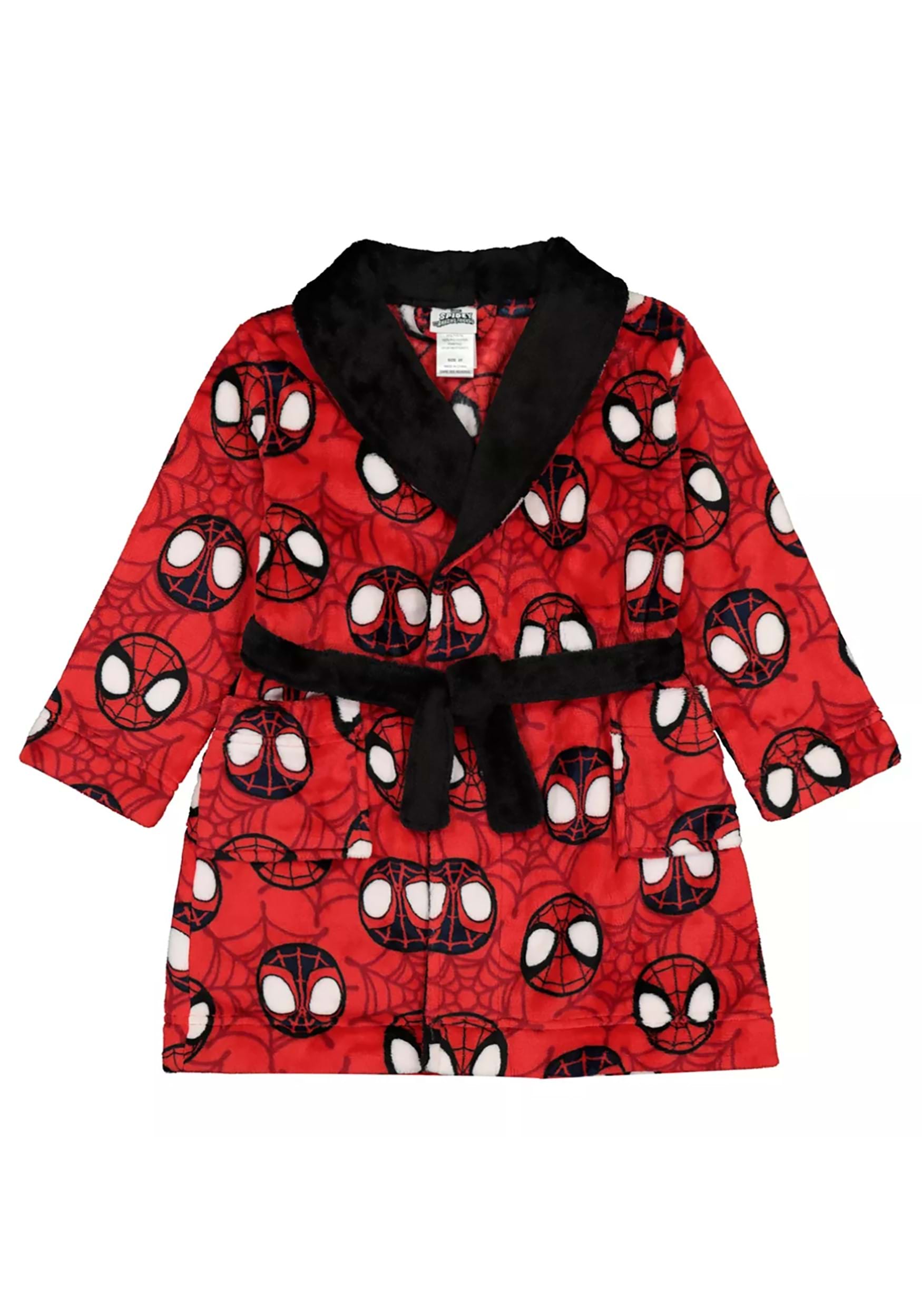 Boys Red Spiderman Web Robe