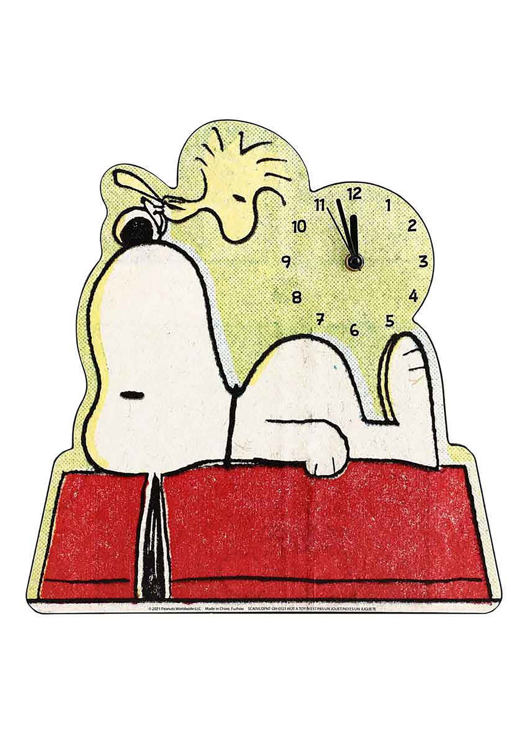 Snoopy & Woodstock Doghouse Peanuts Wood Wall Clock