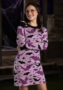 Women's Black and Purple Bats Sweater Dress