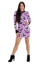 Women's Black and Purple Bats Sweater Dress Alt 5