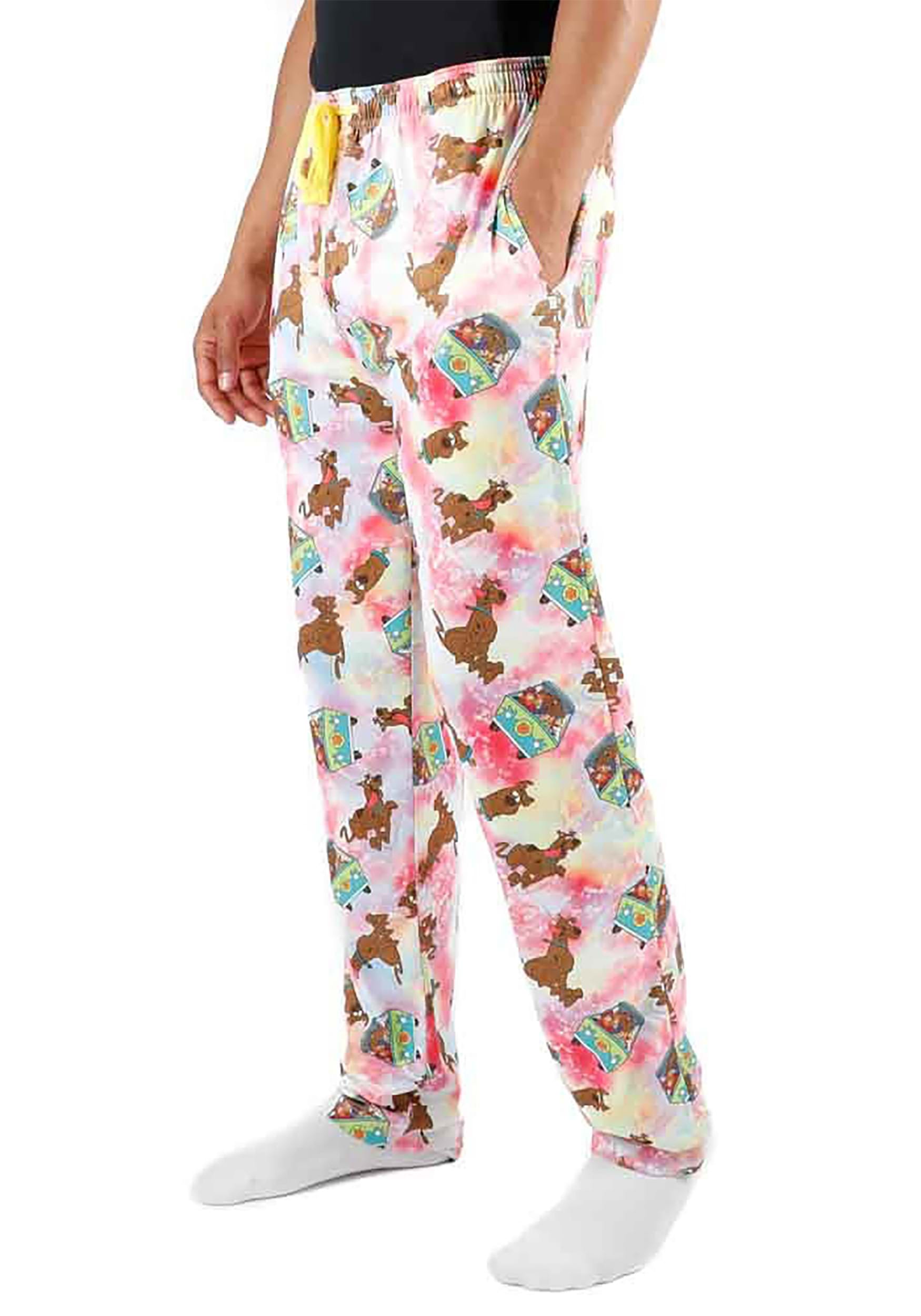 Adult Women's Scooby Doo All Over Pink Tie Dye Plush Lounge Pants