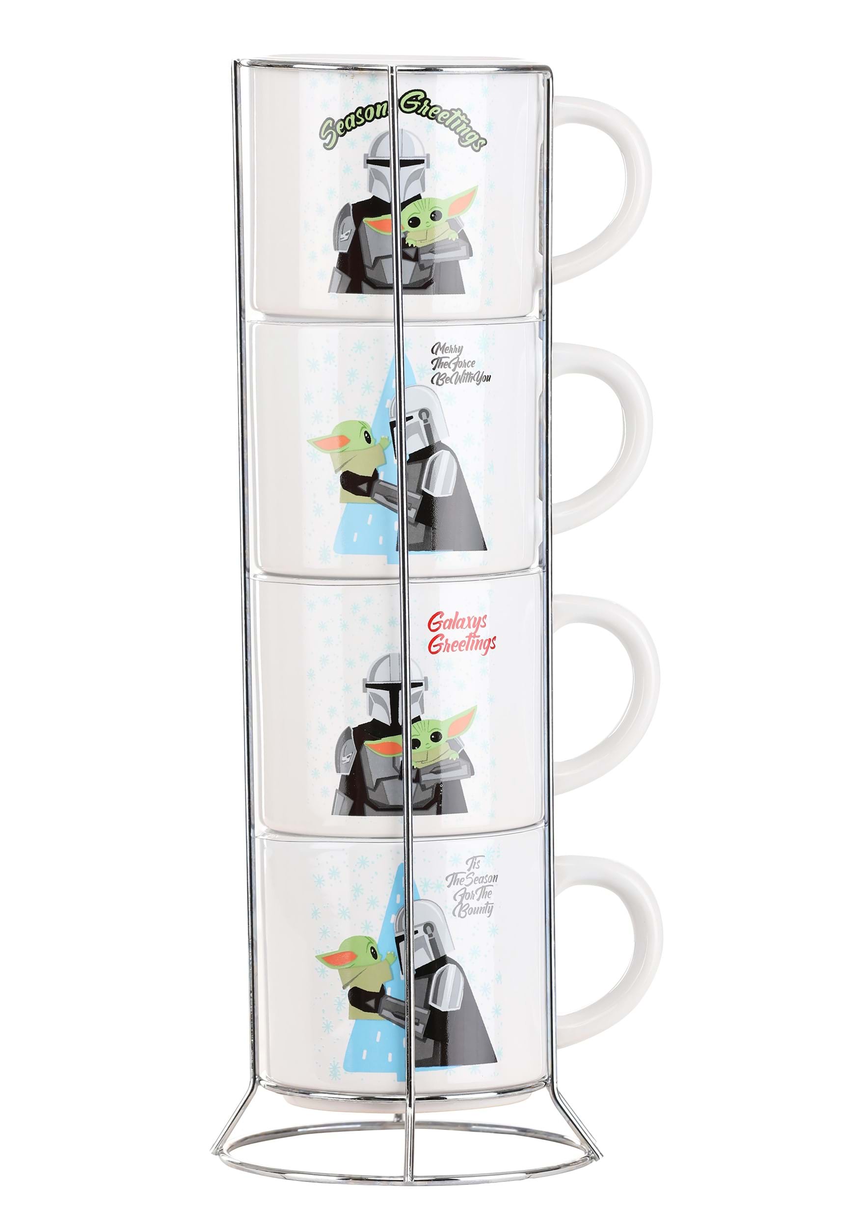 Disney Star Wars The Mandalorian 4 Stackable Ceramic Mug Set with Tower-  NEW!!!