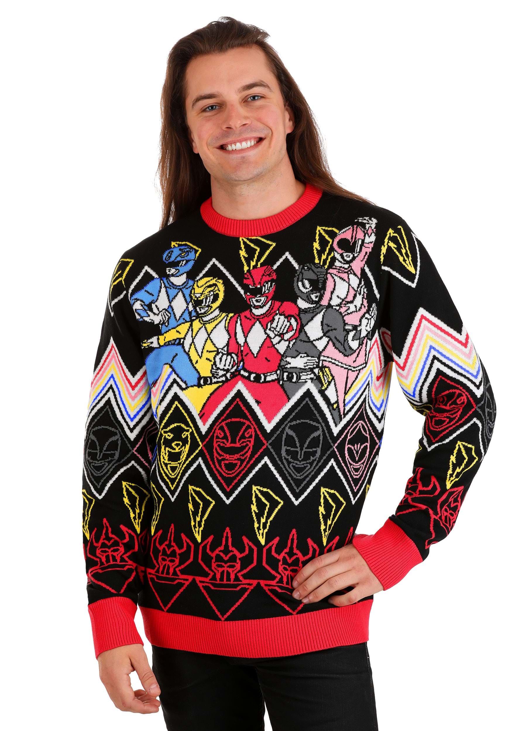 Heroic Pose Power Rangers Adult Sweater