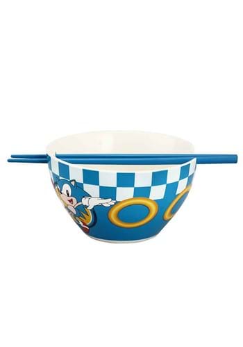 Sonic Checkered Ceramic Ramen Bowl With Chopsticks