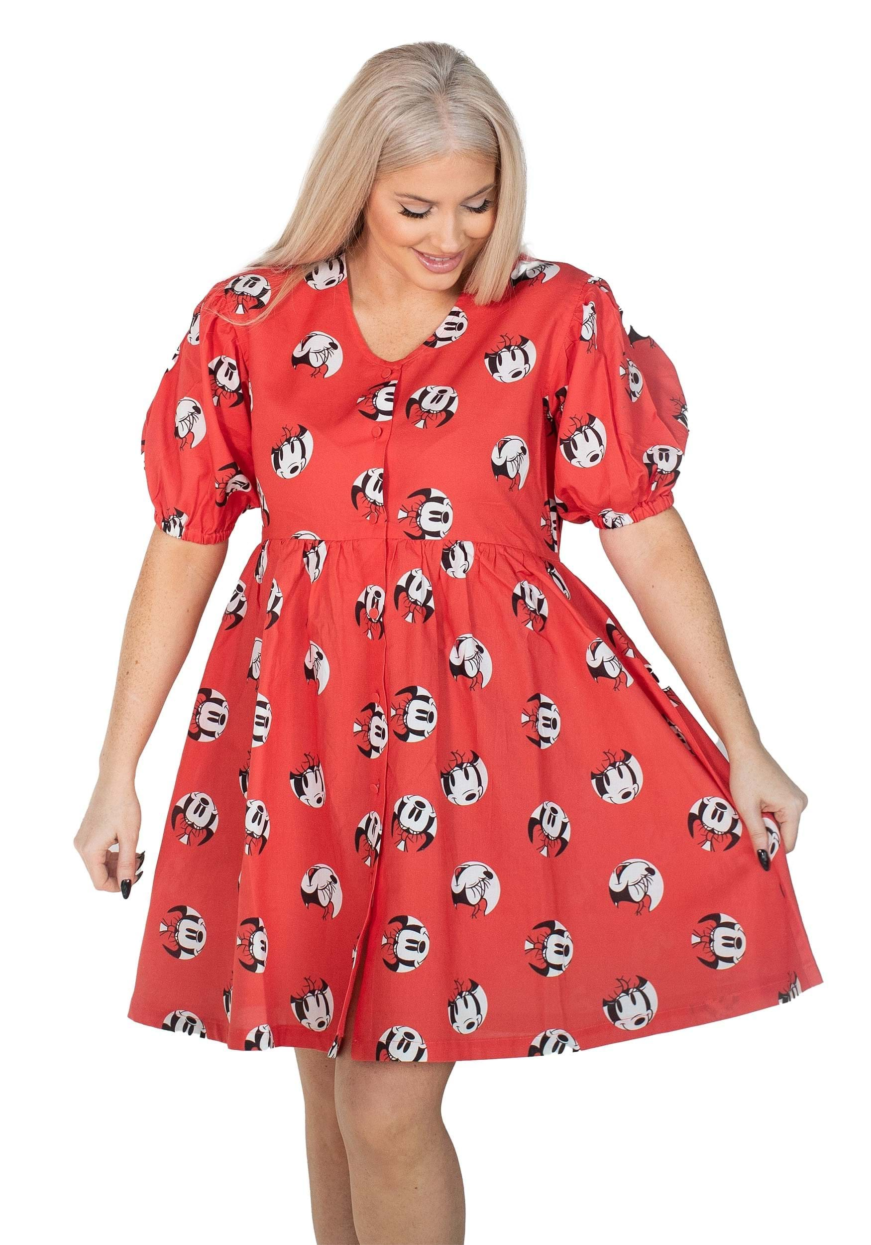 Cakeworthy Minnie Mouse Puffy Sleeve Womens Dress