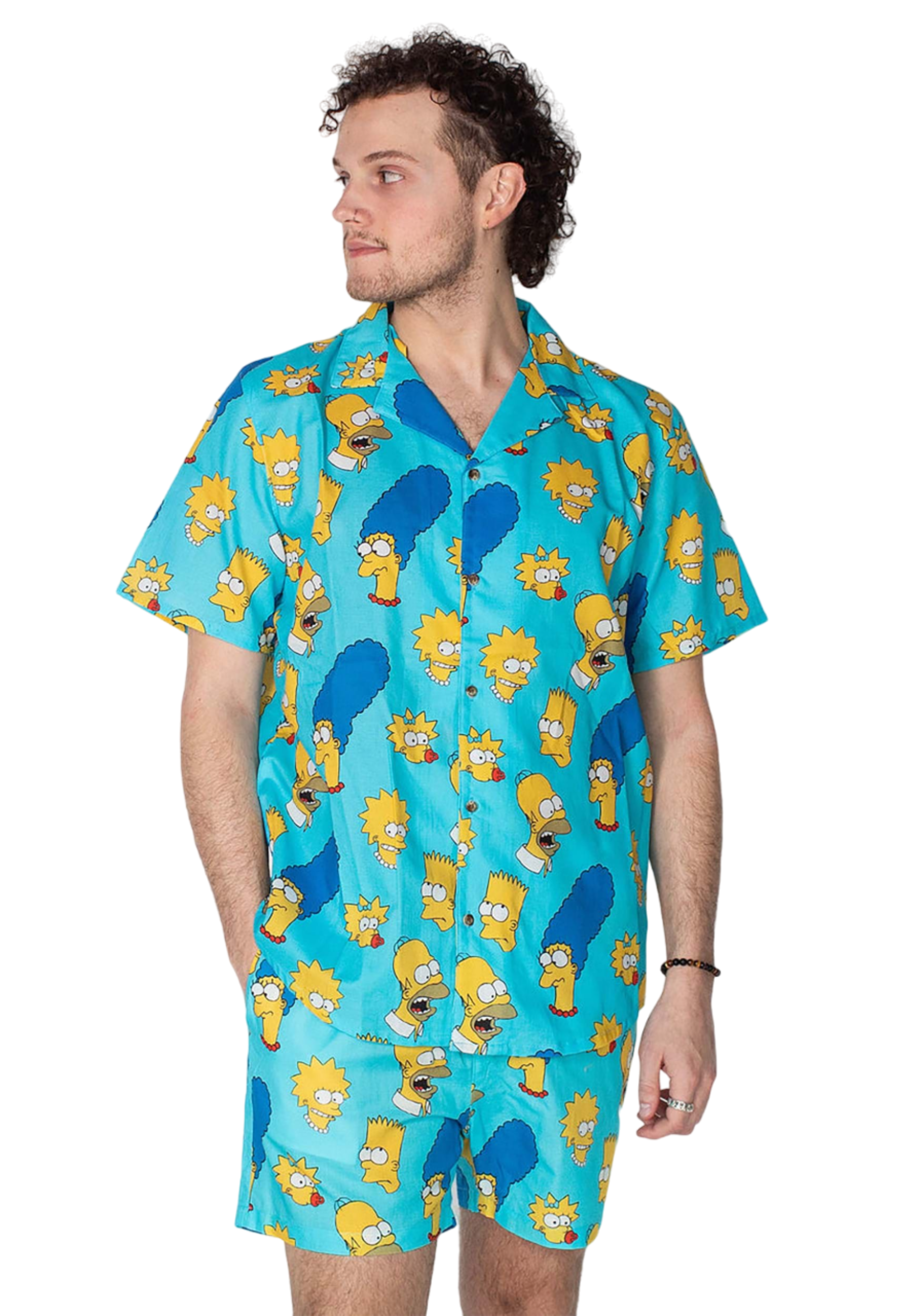 Adult Simpsons Co-ord Button Up Cakeworthy Shirt