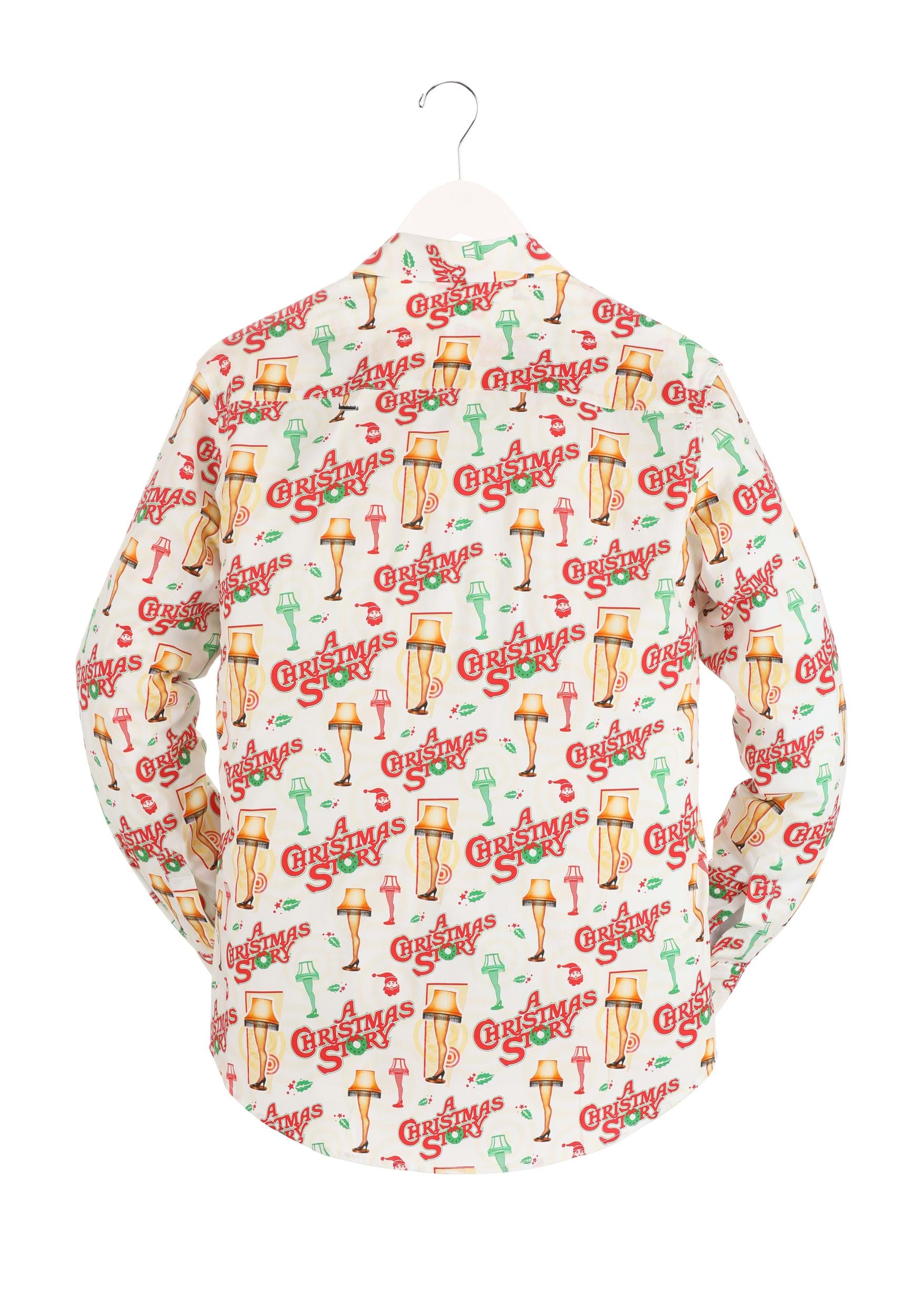 Christmas Story Long Sleeve Button Up Shirt for Men