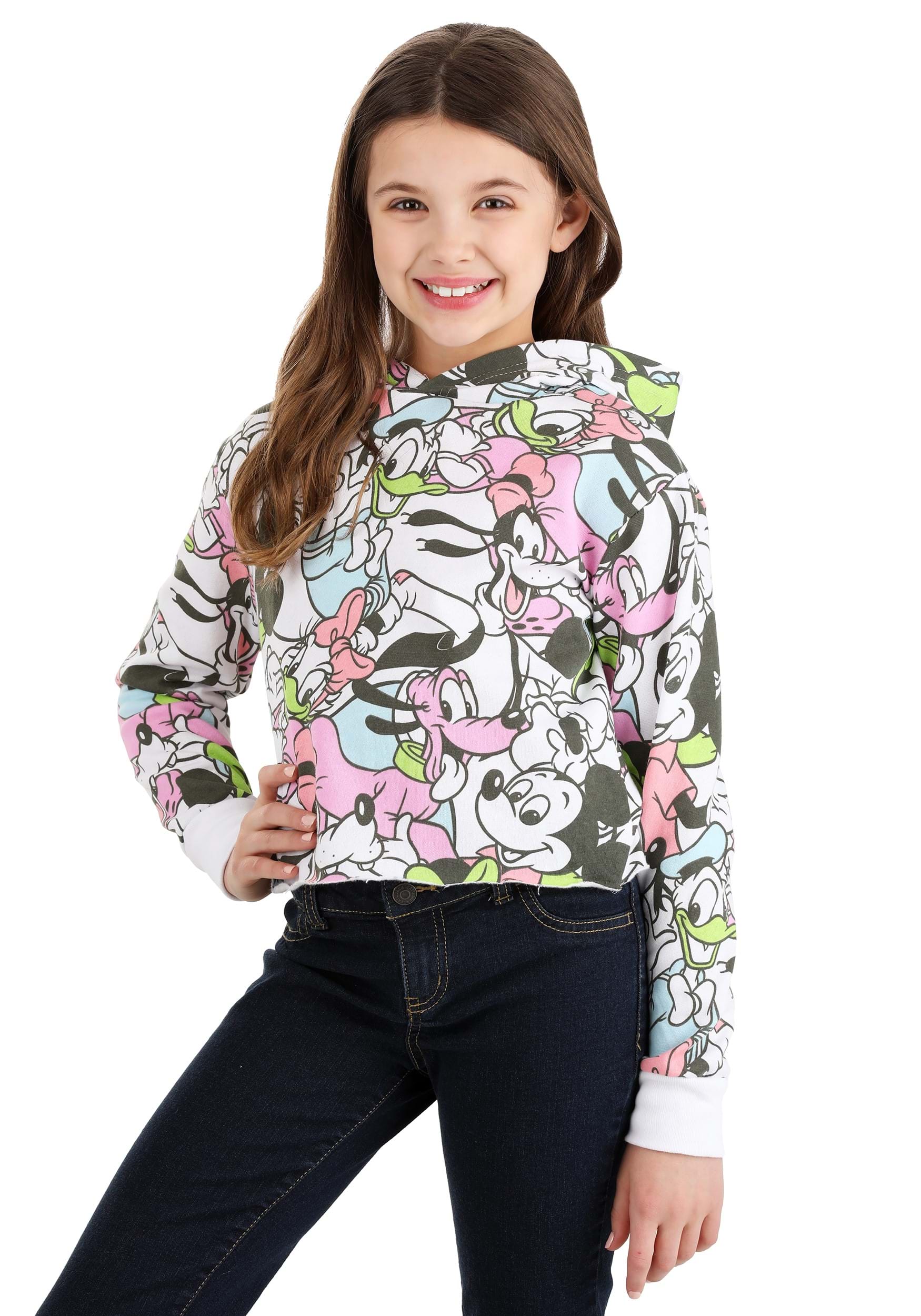 Mickey And Friends Girl's Jumbo AOP Skimmer Hooded Sweatshirt