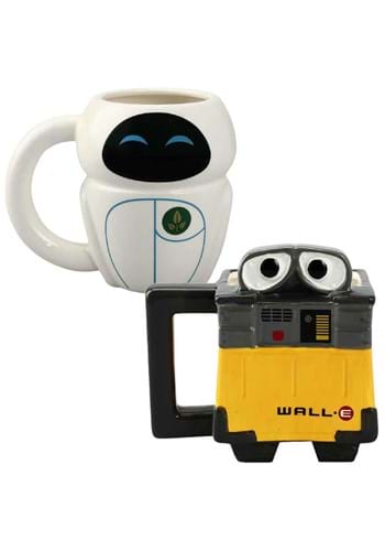 DISNEY WALL-E & EVE 20 OZ. SCULPTED CERAMIC MUGS -