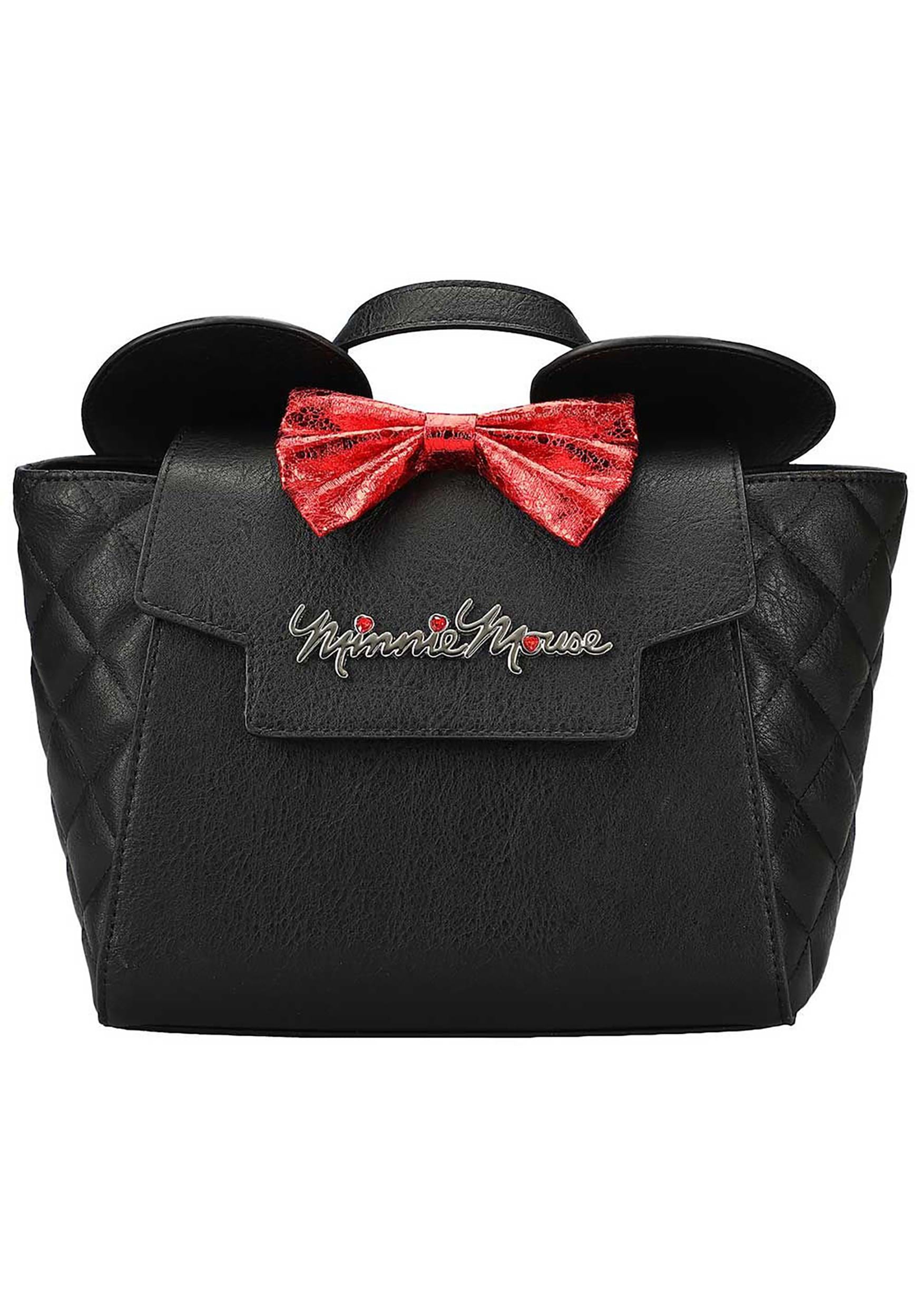 Loungefly Disney Minnie Mouse Ears & Red Bow Crossbody Bag Black &  Red