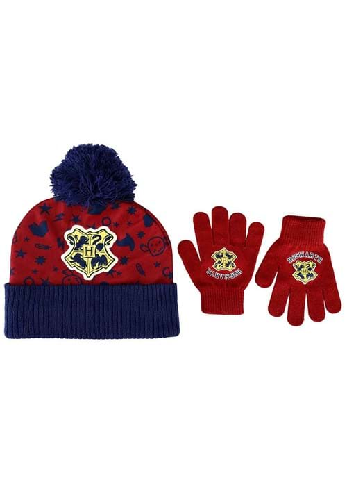 Harry Potter Hogwarts Emblem Kids Beanie Gloves Combo