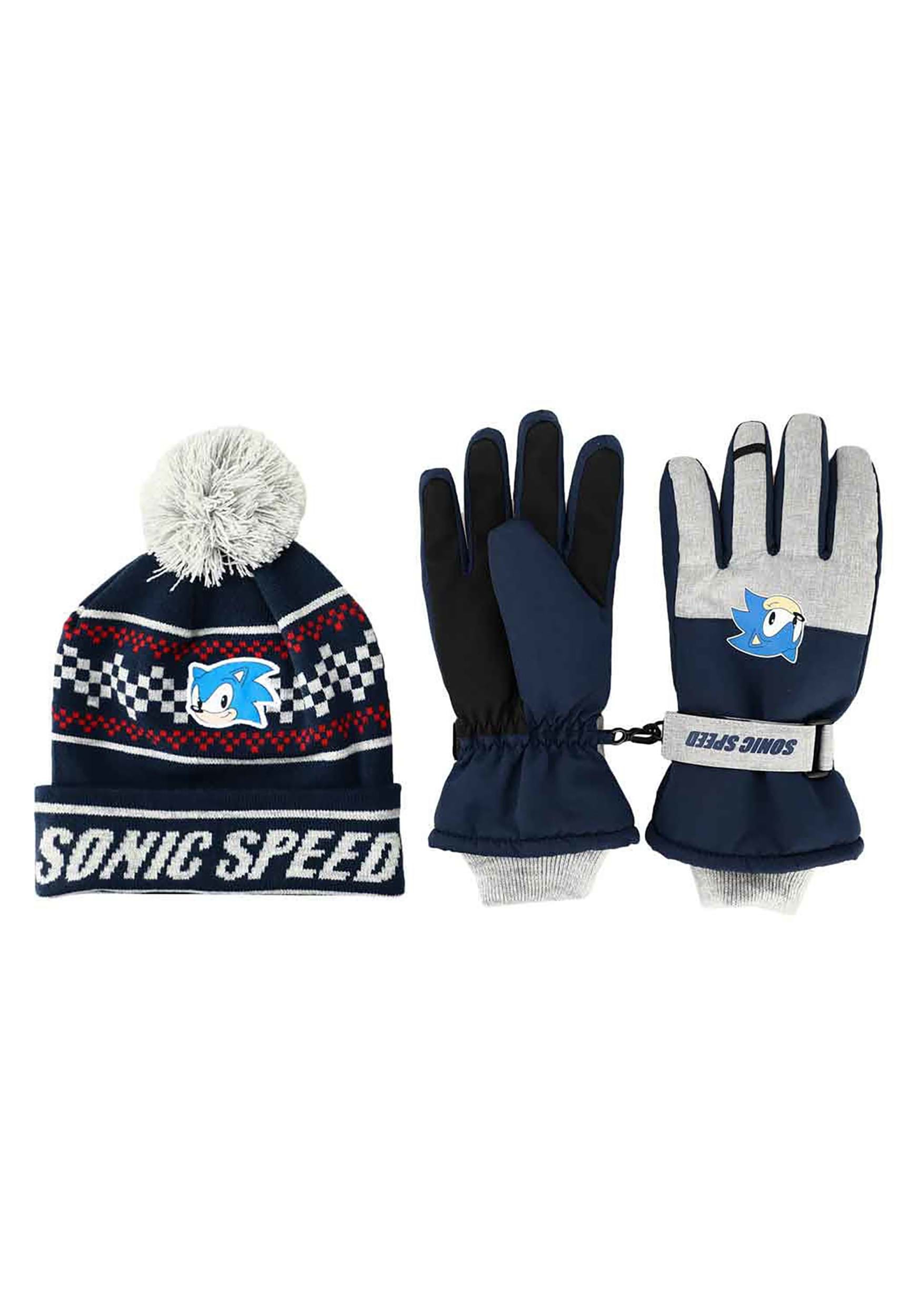 Kids Minecraft Fleece Knit Cuff Hat and Ski Gloves Set 