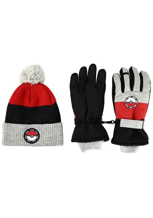 Pokemon Youth Beanie Ski Gloves Combo