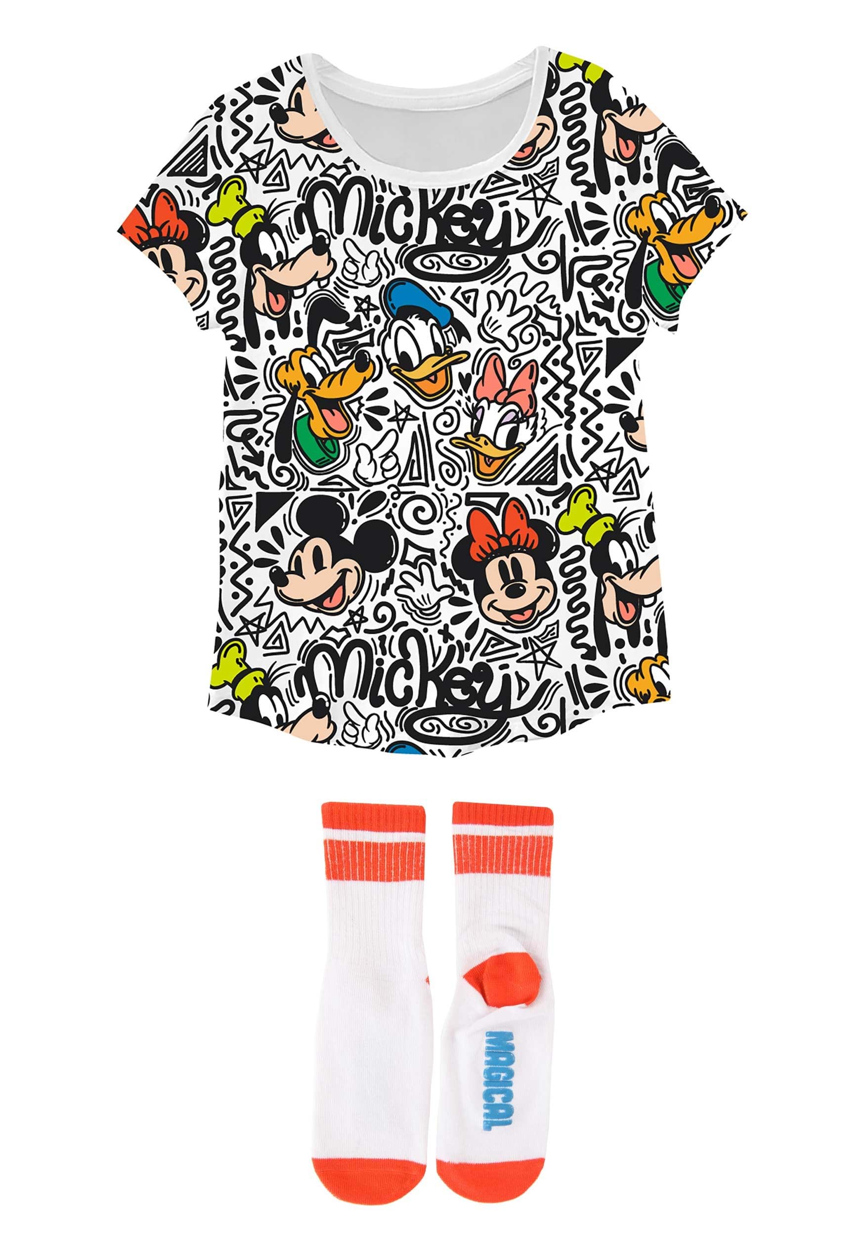 Mickey And Friends Graffiti Doodle Girls Tee