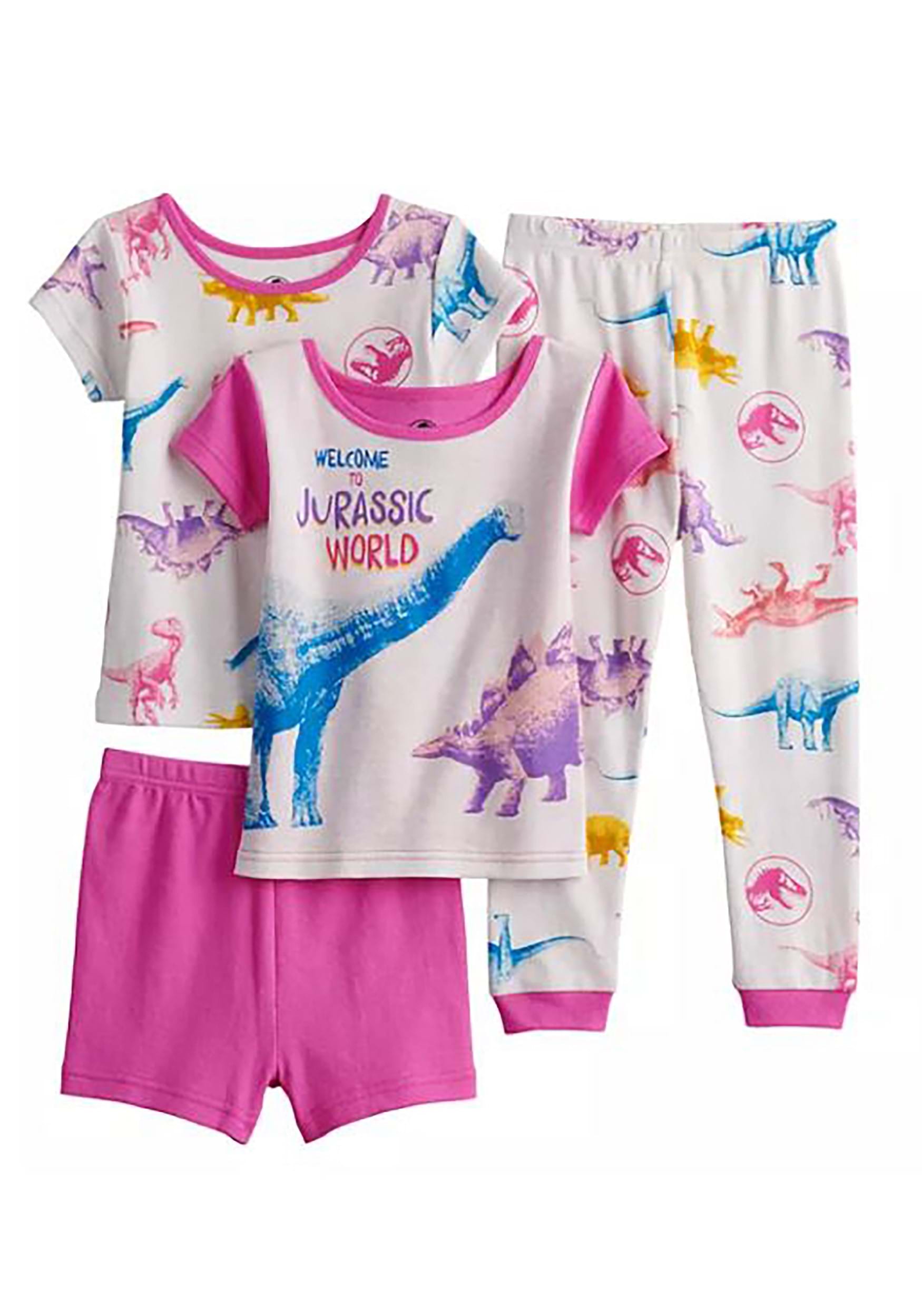 4 Piece Toddler Welcome to Jurassic World Girls Sleep Set | Pajamas and Loungewear
