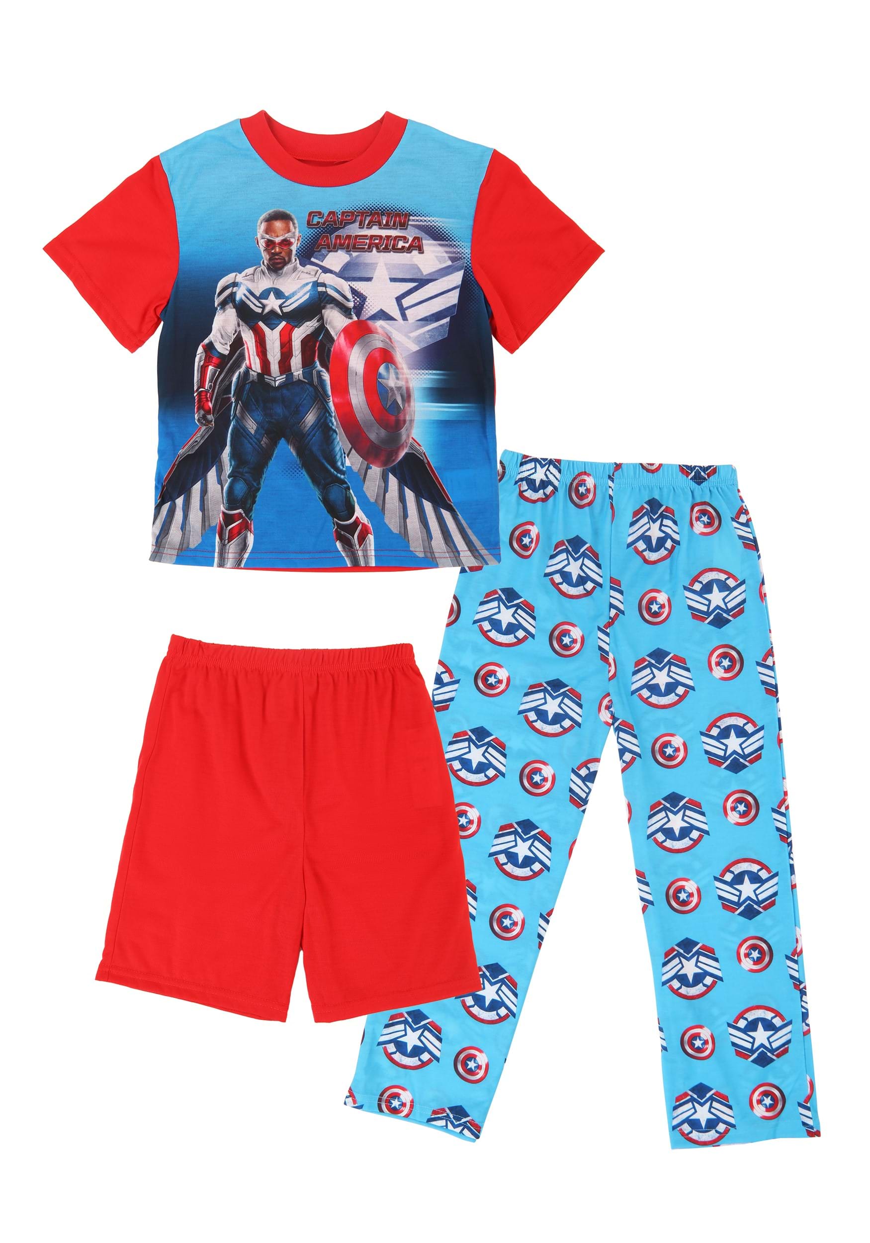 Boys New Captain America 3 Pc Sleep Set , Pajama Set