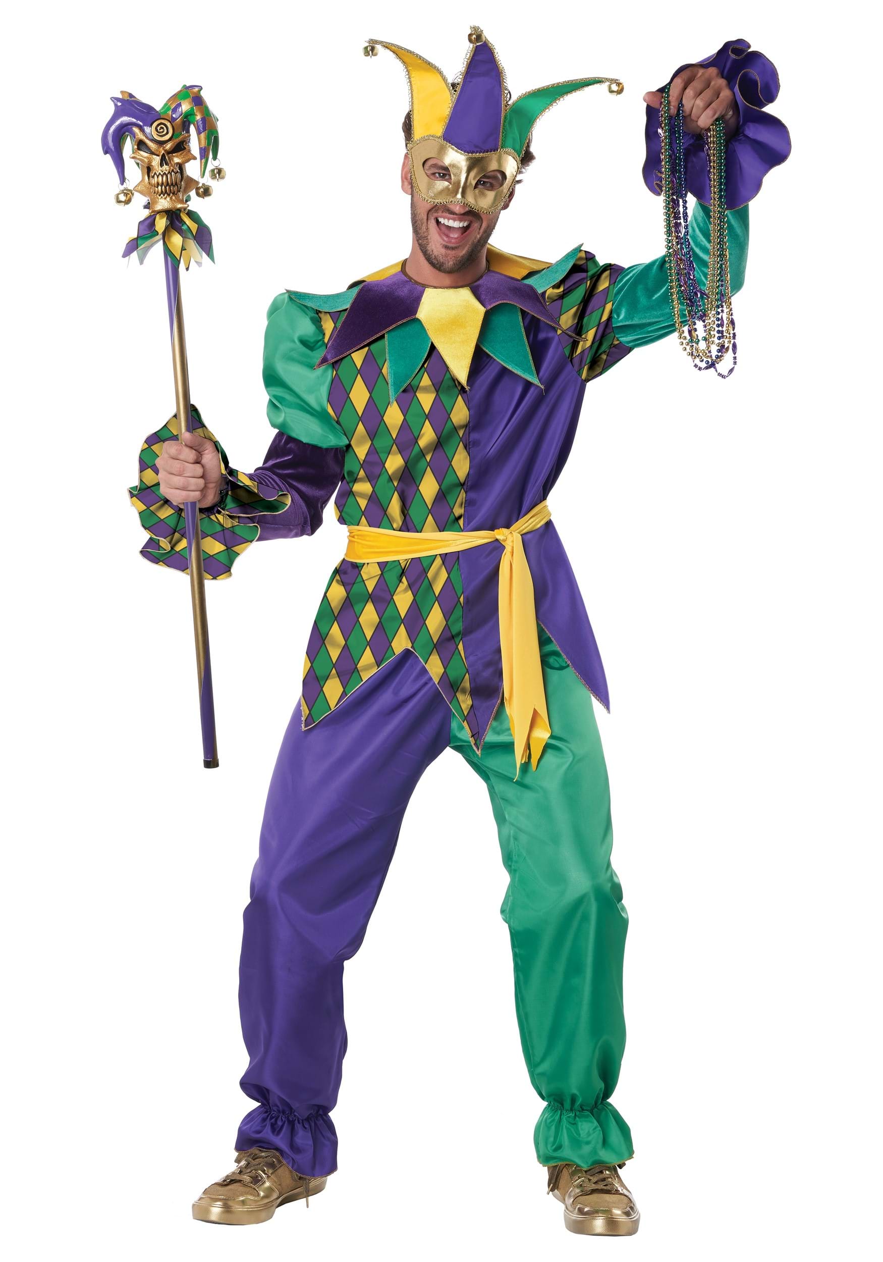 Mens Deluxe Mardi Gras Jester Costume for Men