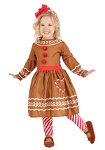 Toddler Girls Gingerbread Costume Dress Alt 2