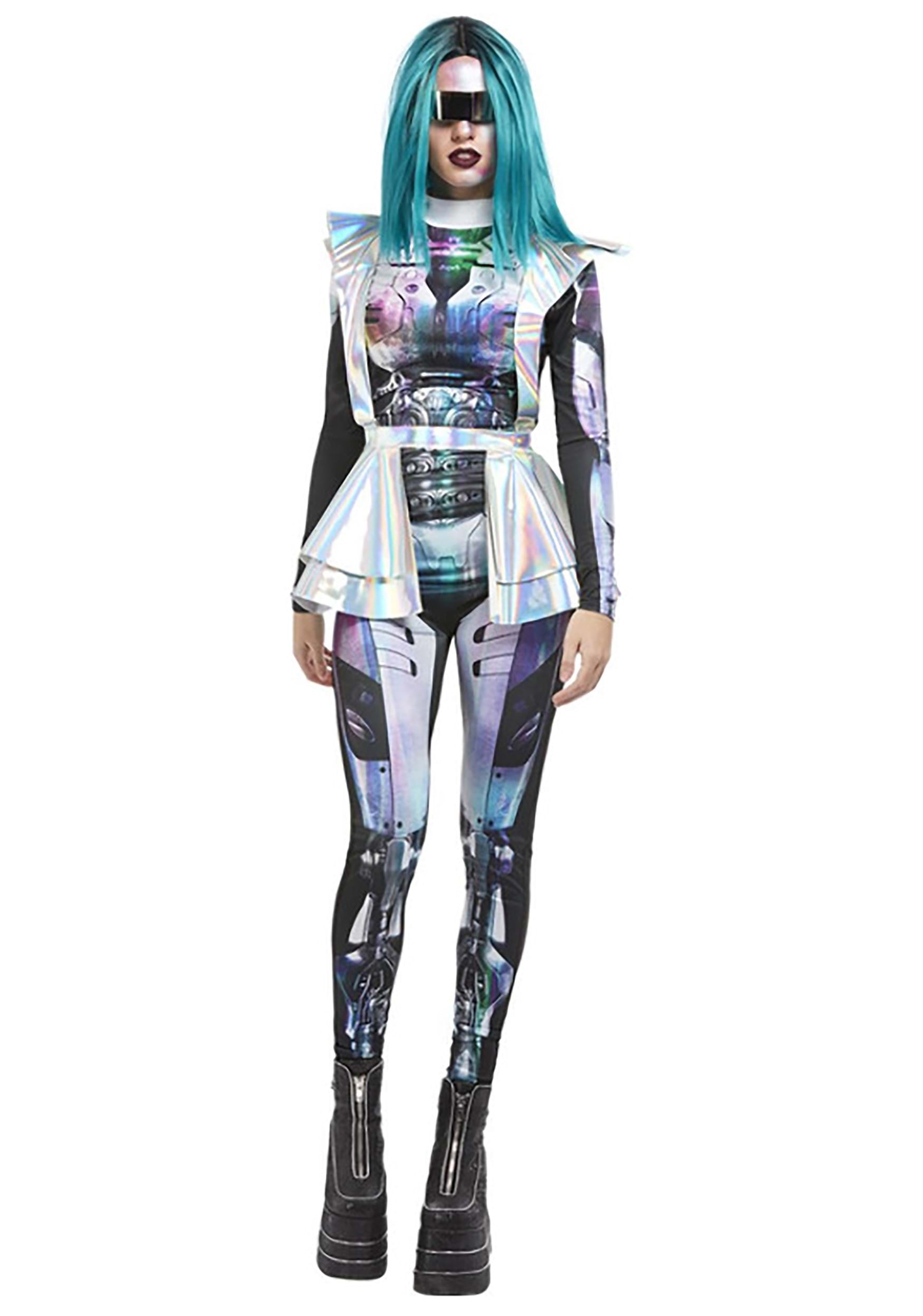 Photos - Fancy Dress Cyber Smiffys Metallic  Alien Women's Costume Black/Gray/Purple SM6 