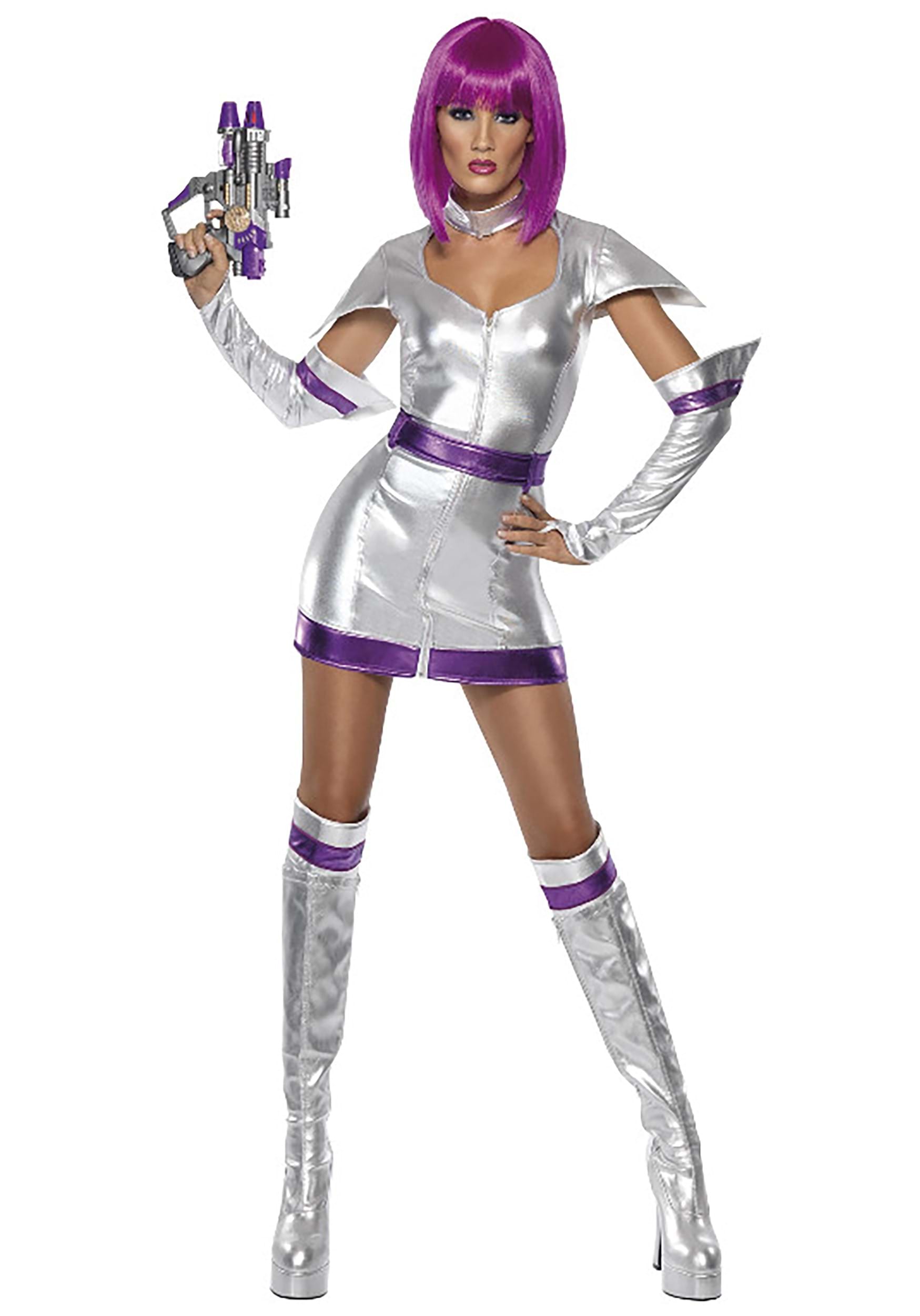 Photos - Fancy Dress Smiffys Sexy Fever Space Cadet Costume for Women Purple/Gray SM33469