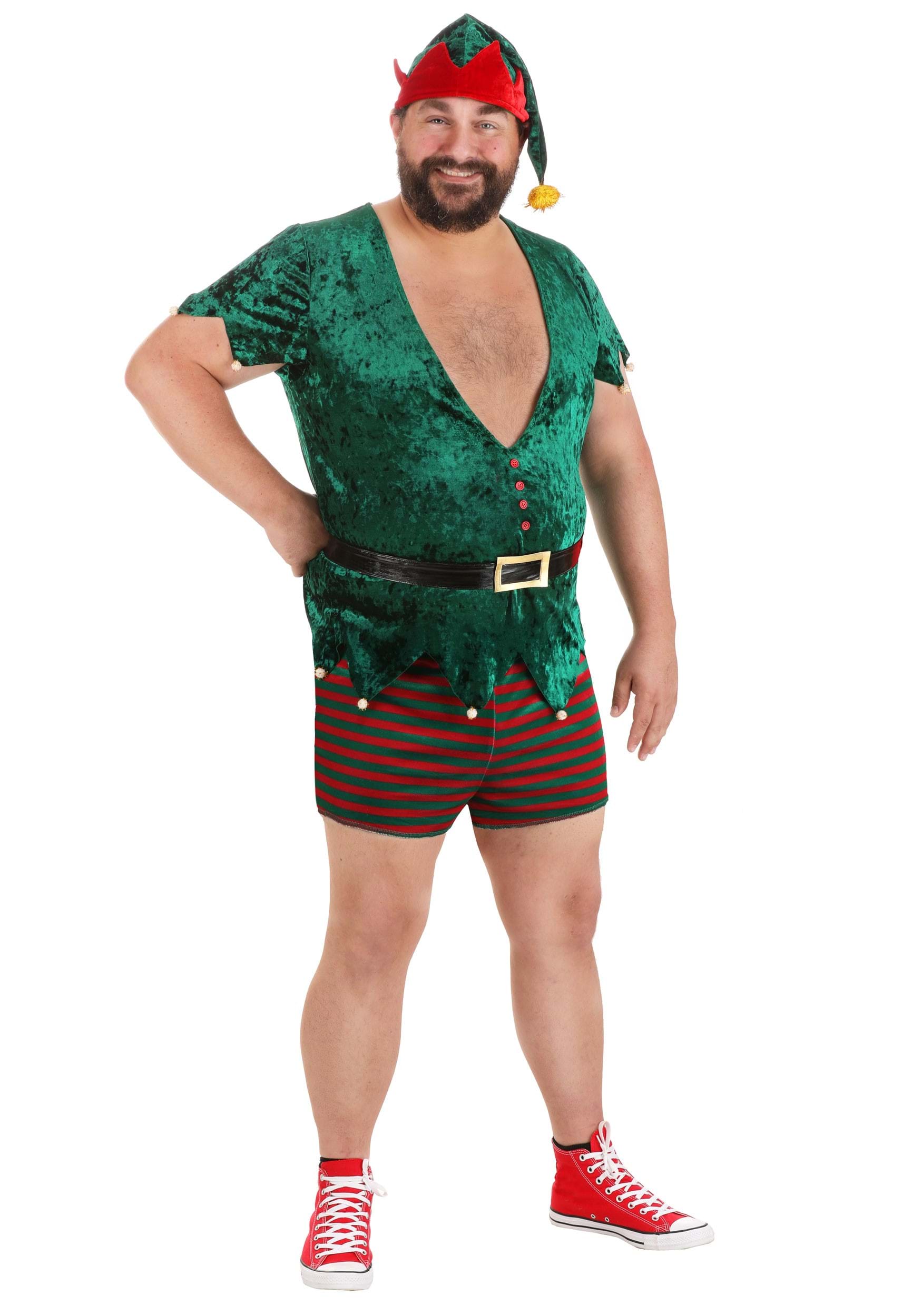 Plus Size Sexy Christmas Elf Costume for Men
