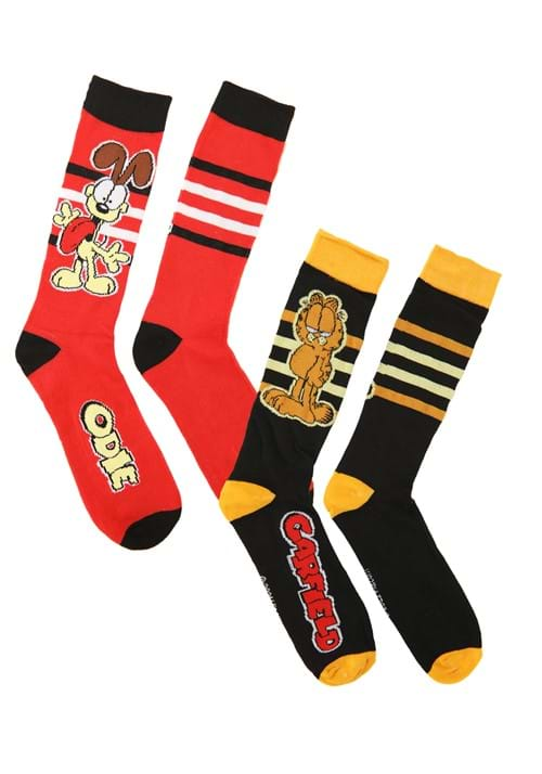 Garfield and Odie Mens 2 Pack Casual Crew Socks