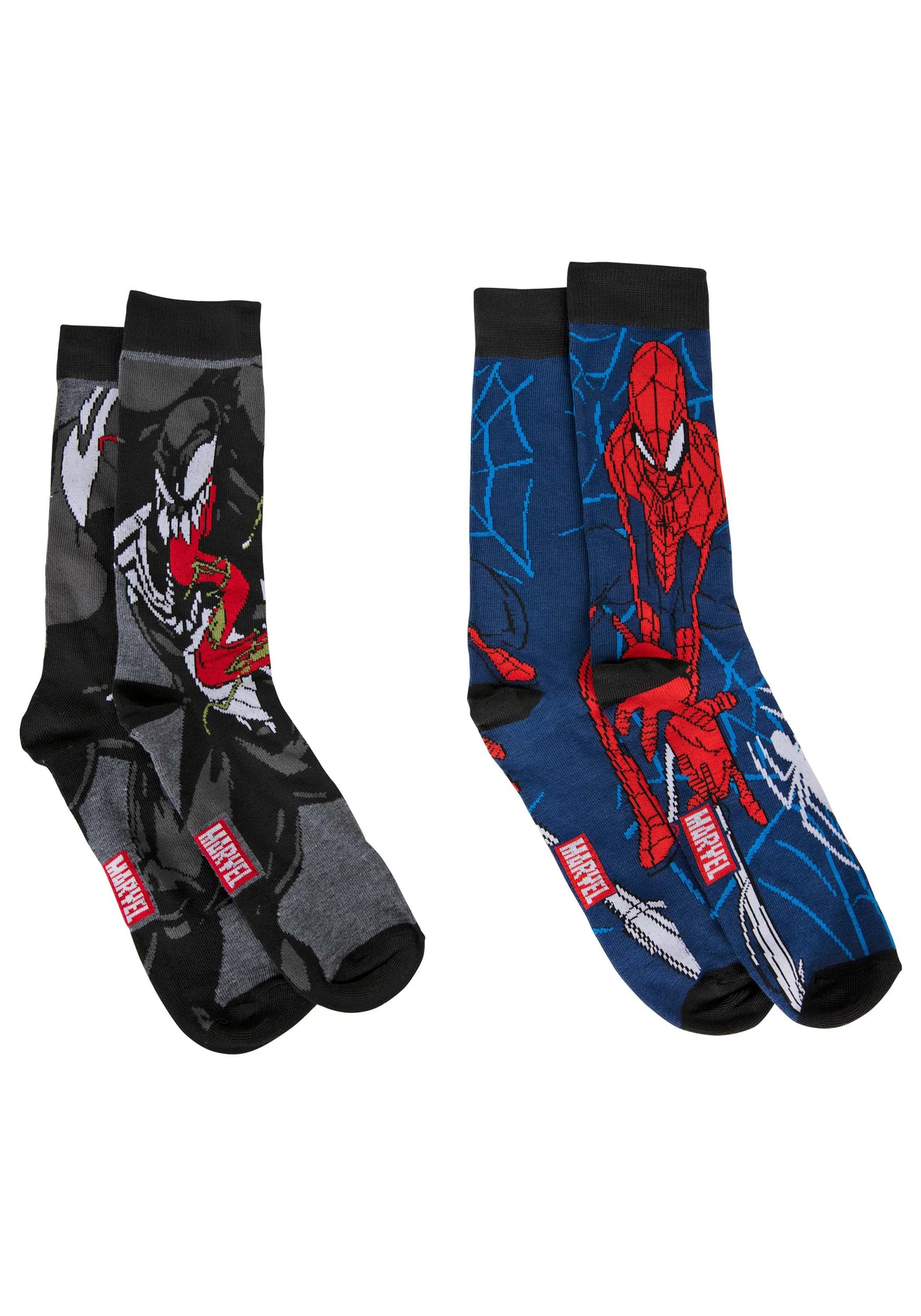 2 Pack Spider-Man & Venom Mens Casual Crew Socks
