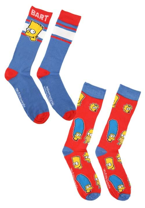 Blue Simpsons Family Mens 2pk Casual Crew Socks