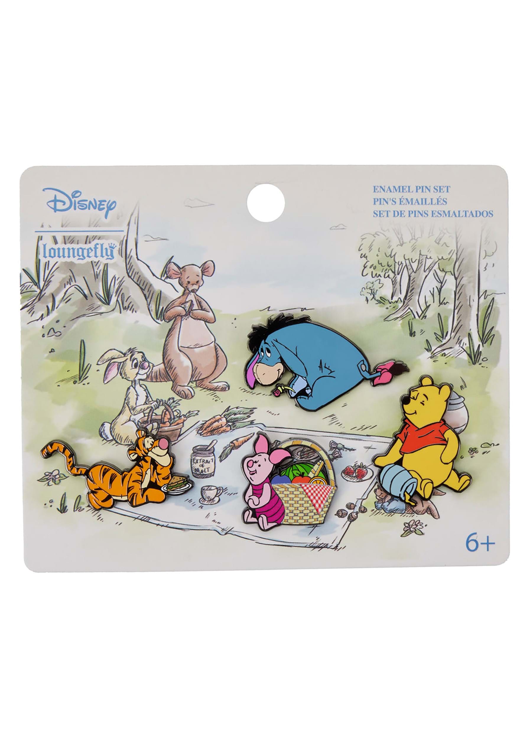 Loungefly Disney Winnie the Pooh Picnic Scene 4 Piece Pin Set