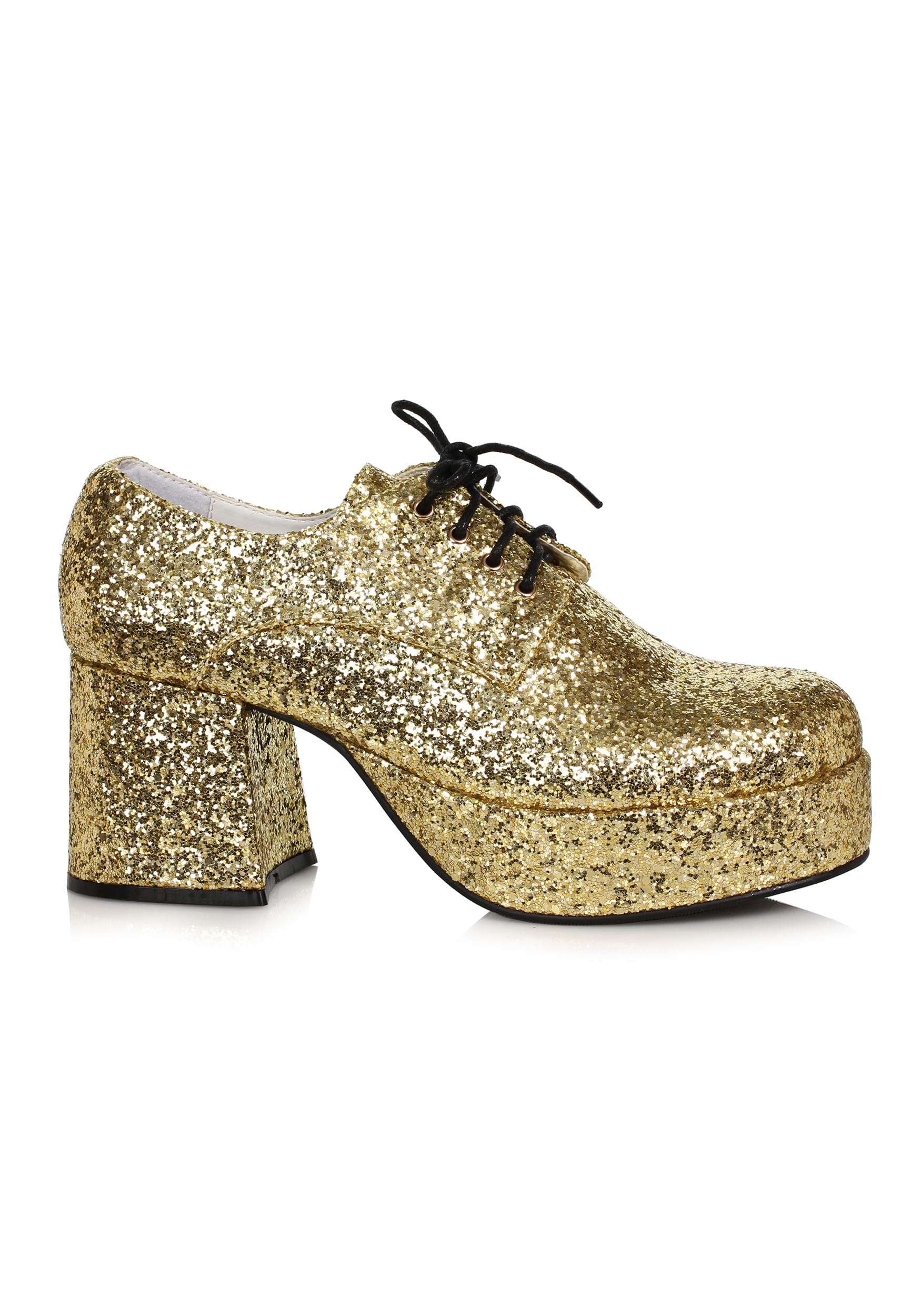 Gold Glitter Platform Performance Shoes