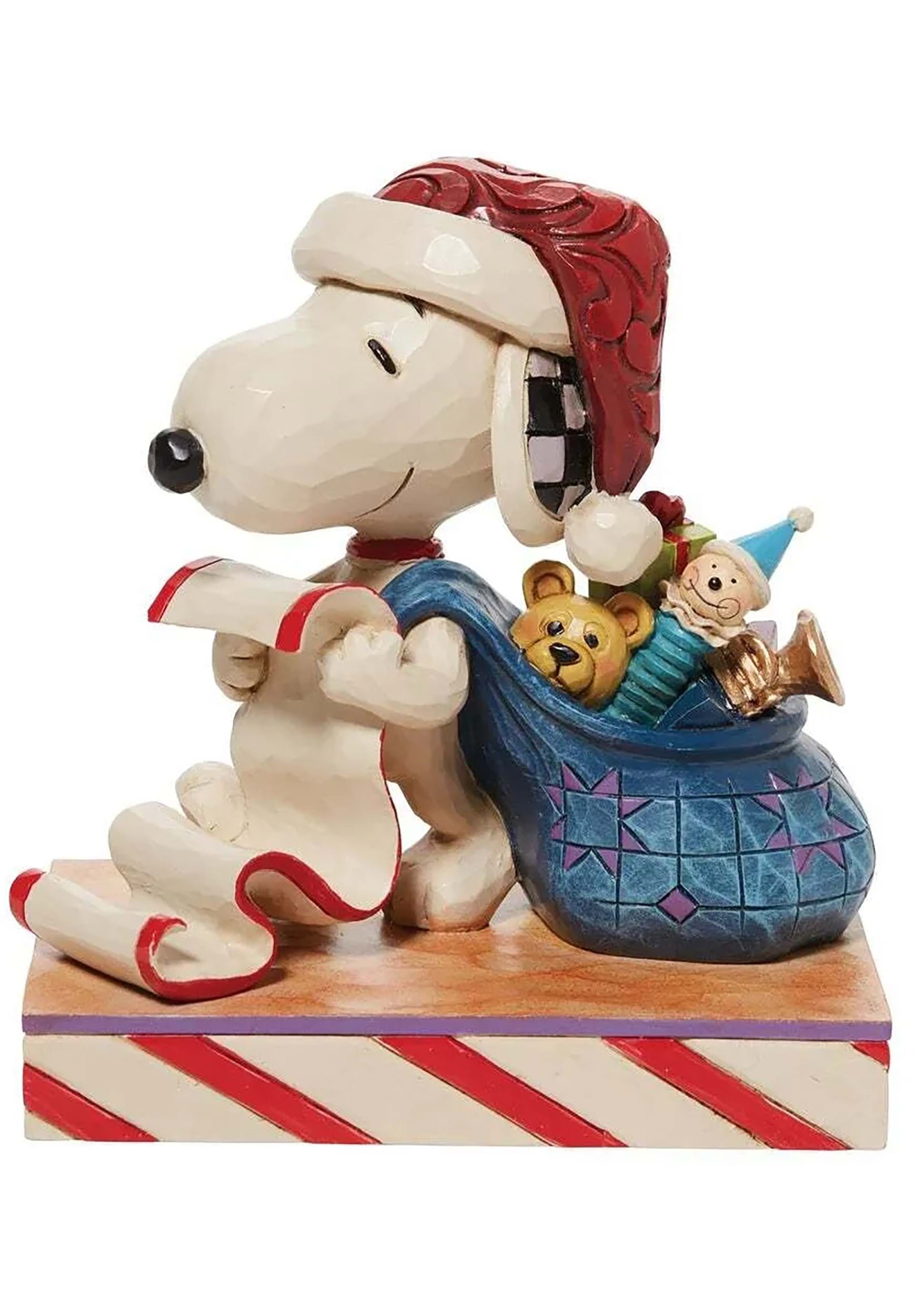 Jim Shore Santa Snoopy with List and Bag Statue